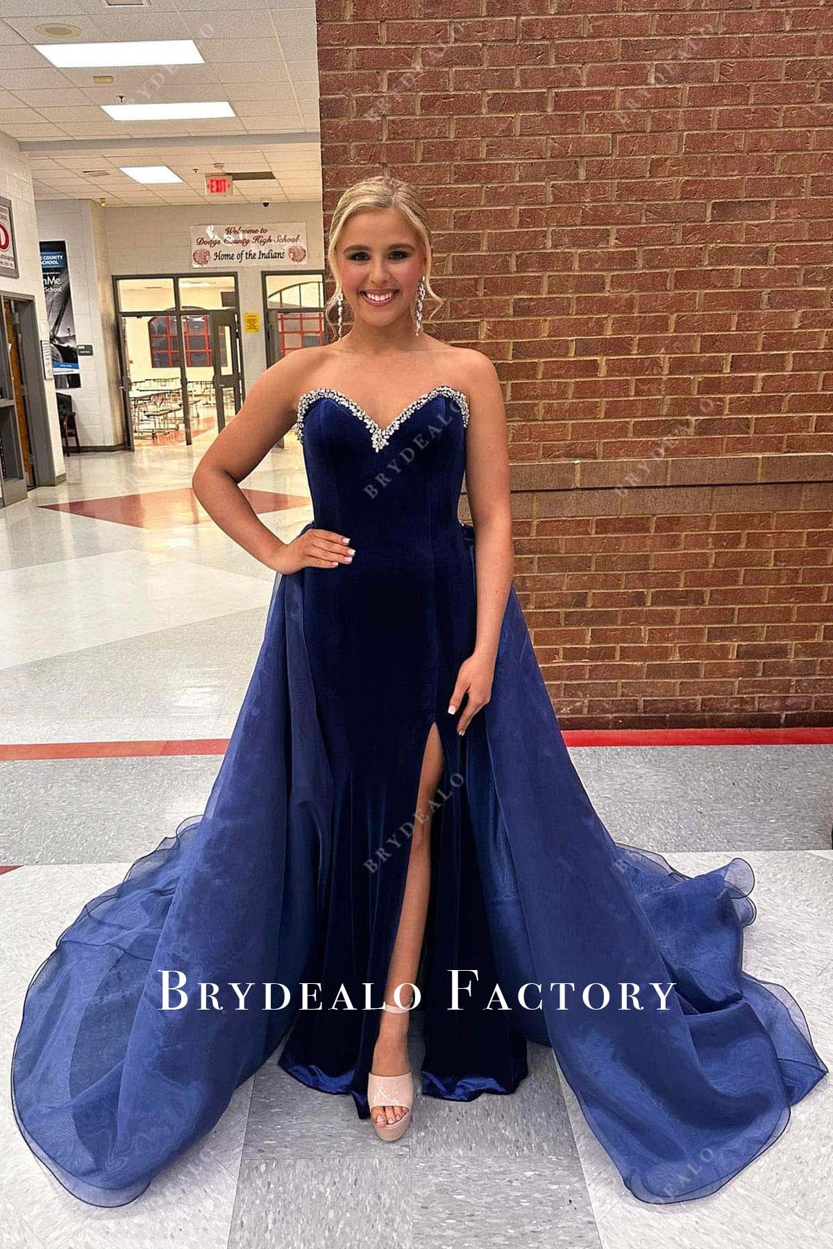 velvet dress homecoming A-Line Velvet Beads Dark Blue Short Prom Dress, Dark Blue Homecoming Dress US 6 / Blue
