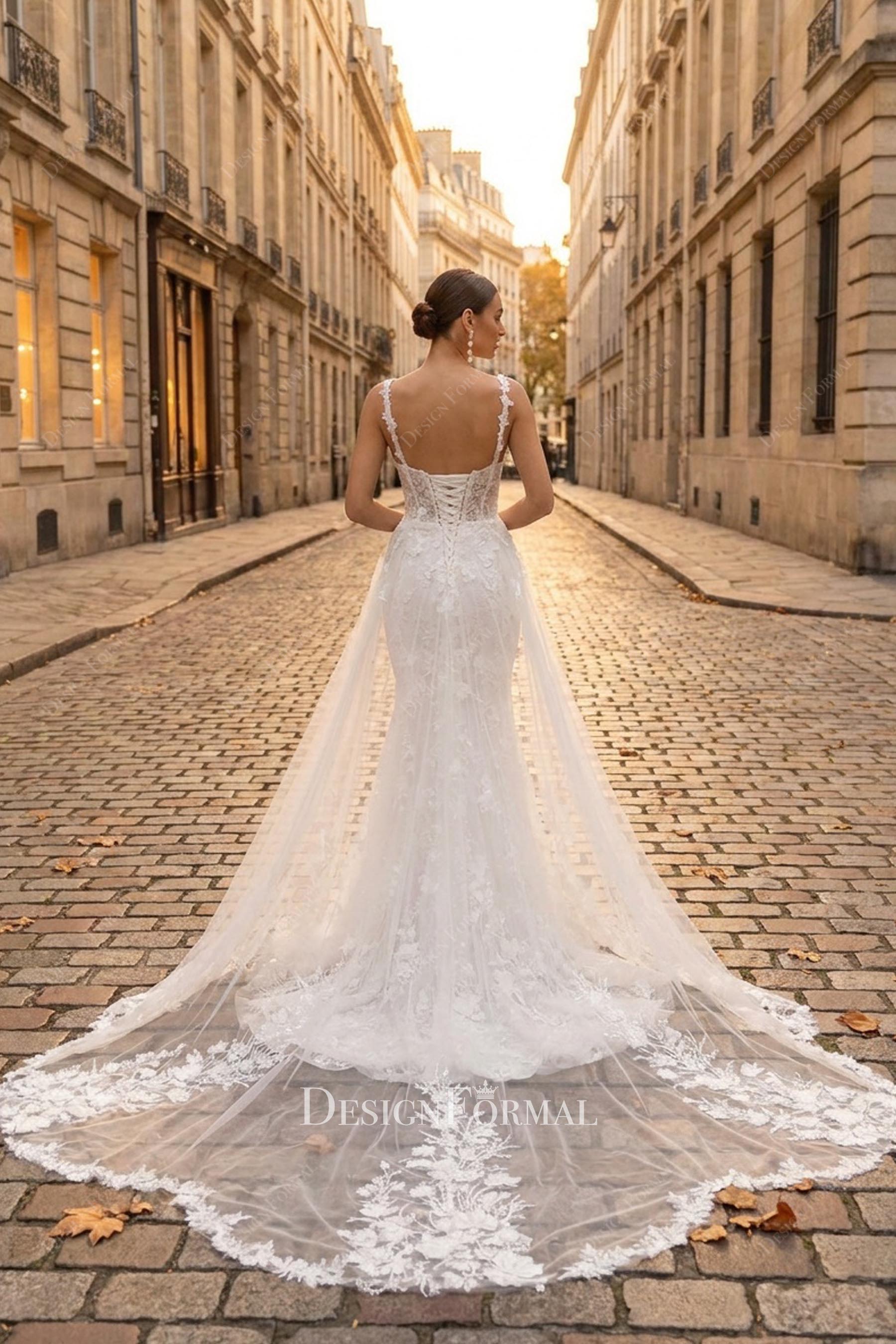 delicate lace 3d floral wedding dress