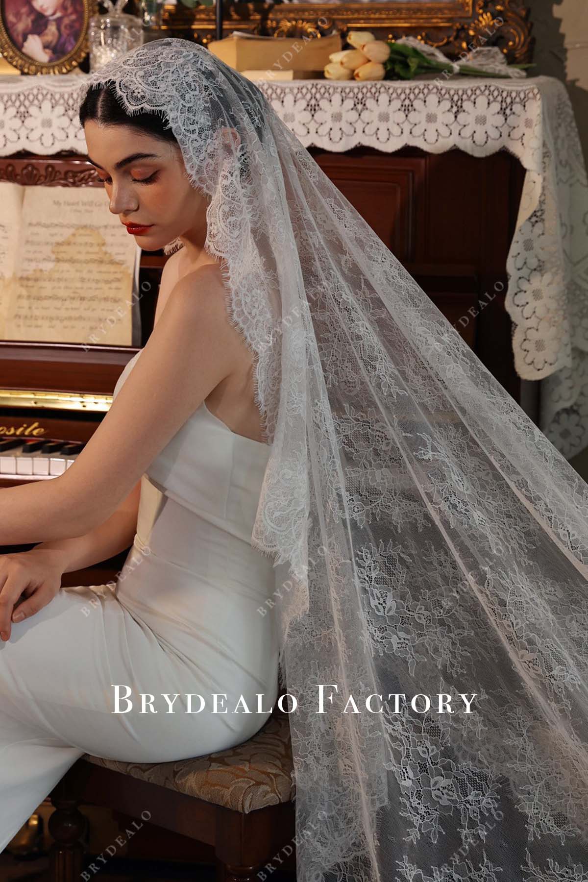 delicate lace wedding veil