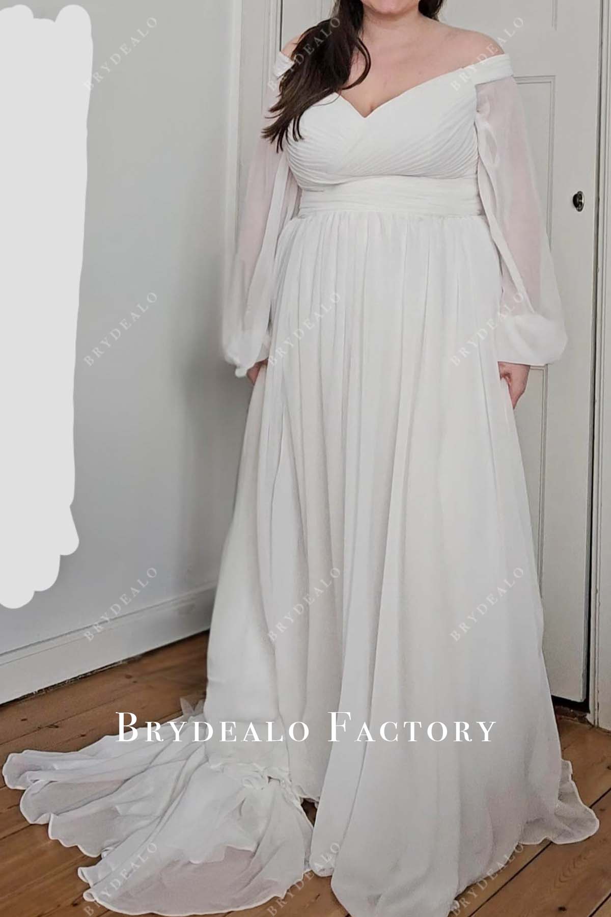 designer long sleeve bridal gown plus size