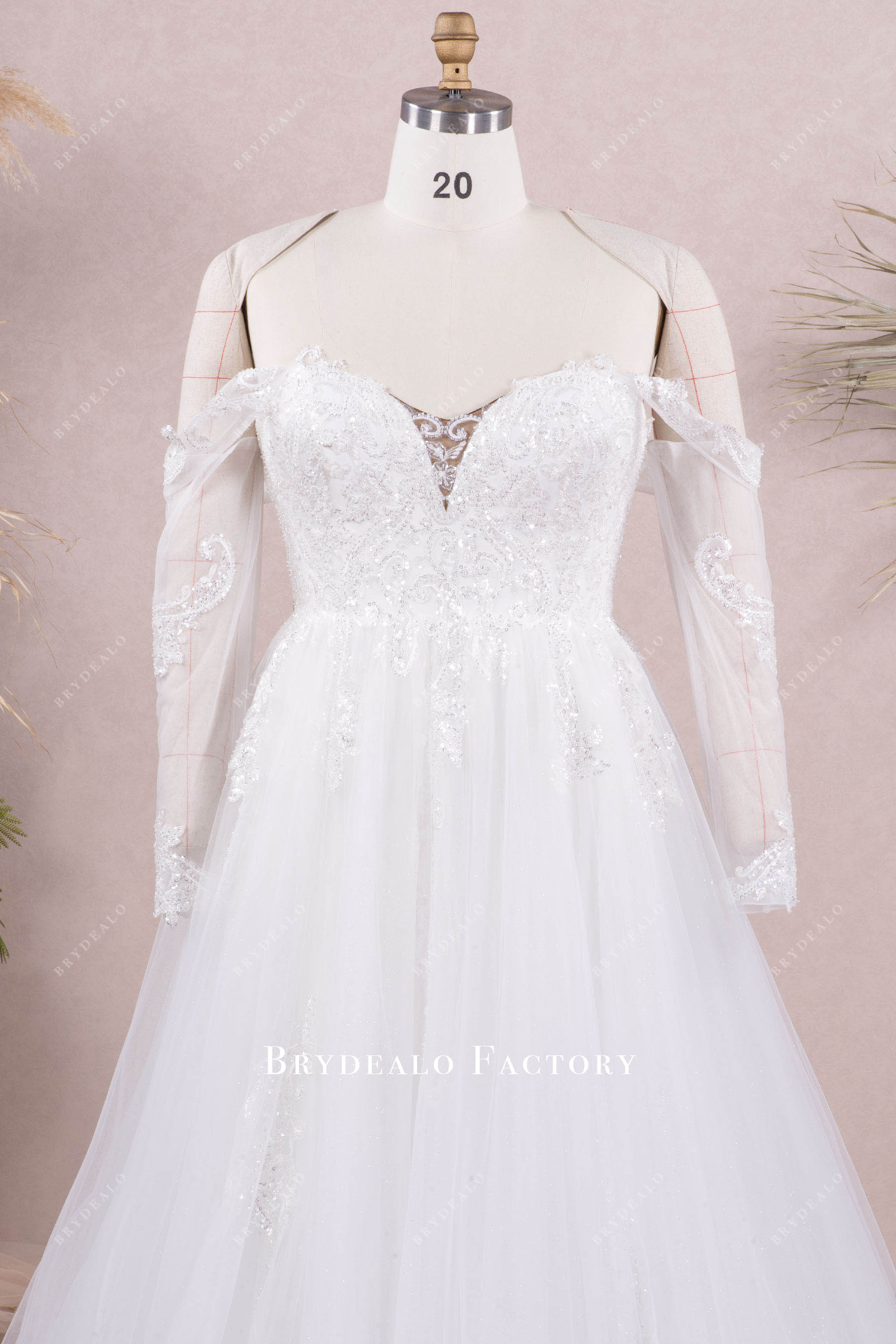 detachable long sleeve wedding dress