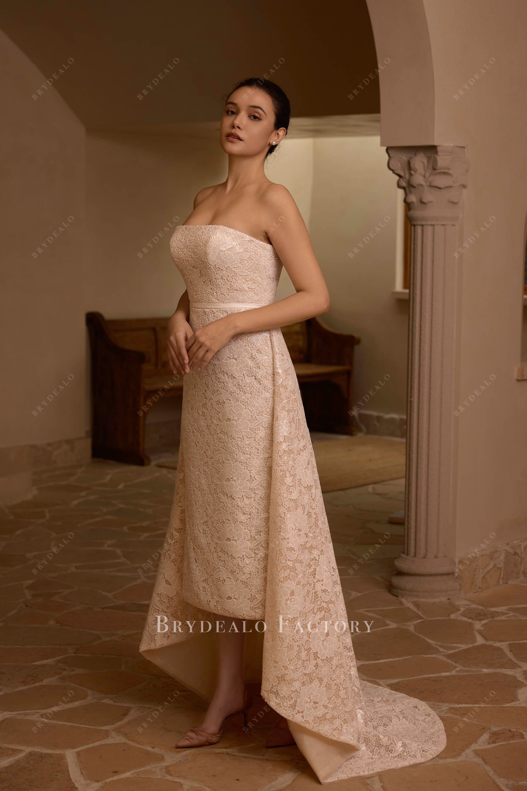 detachable overskirt wedding dress