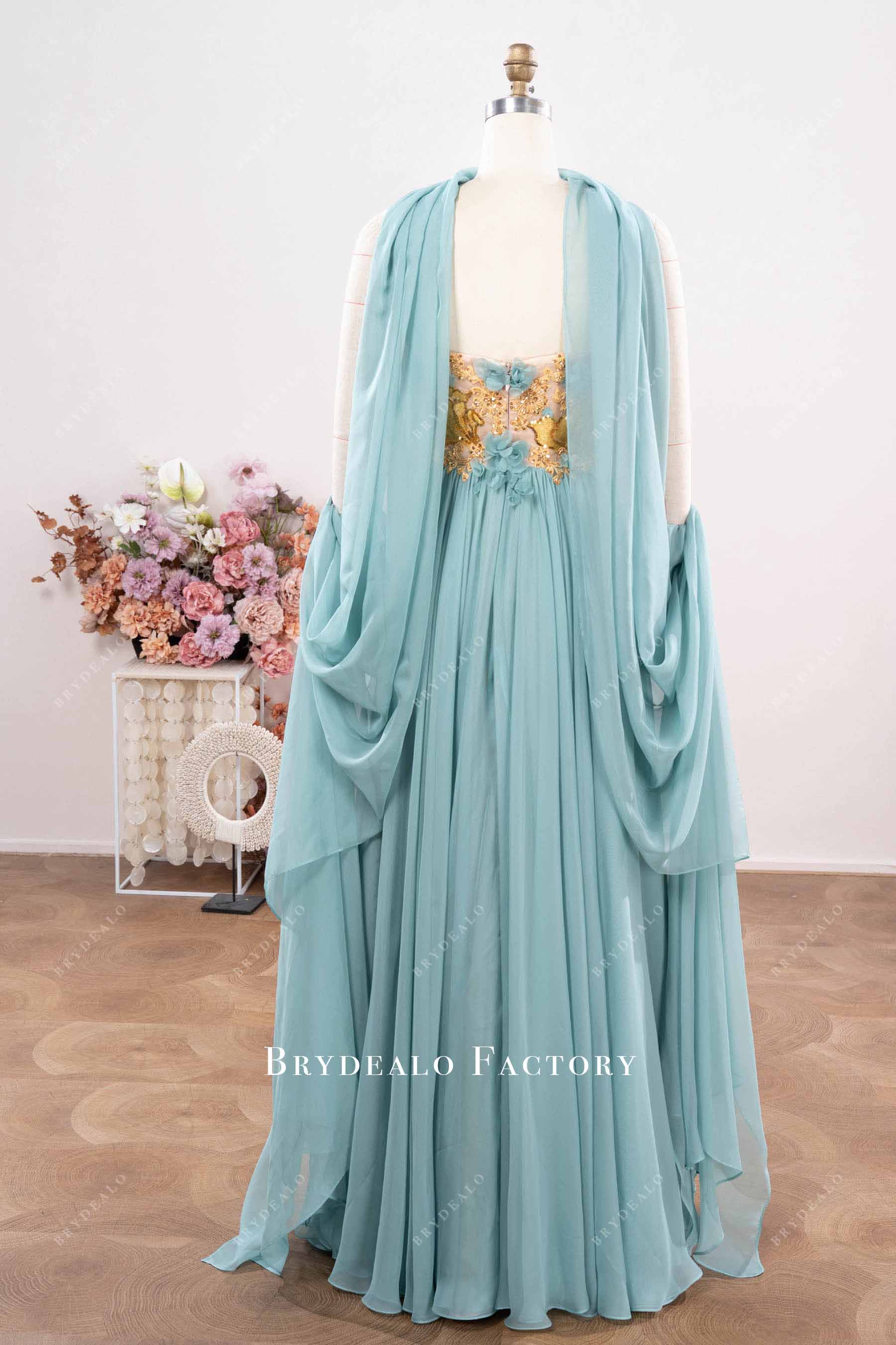 detachable shawl evening dress