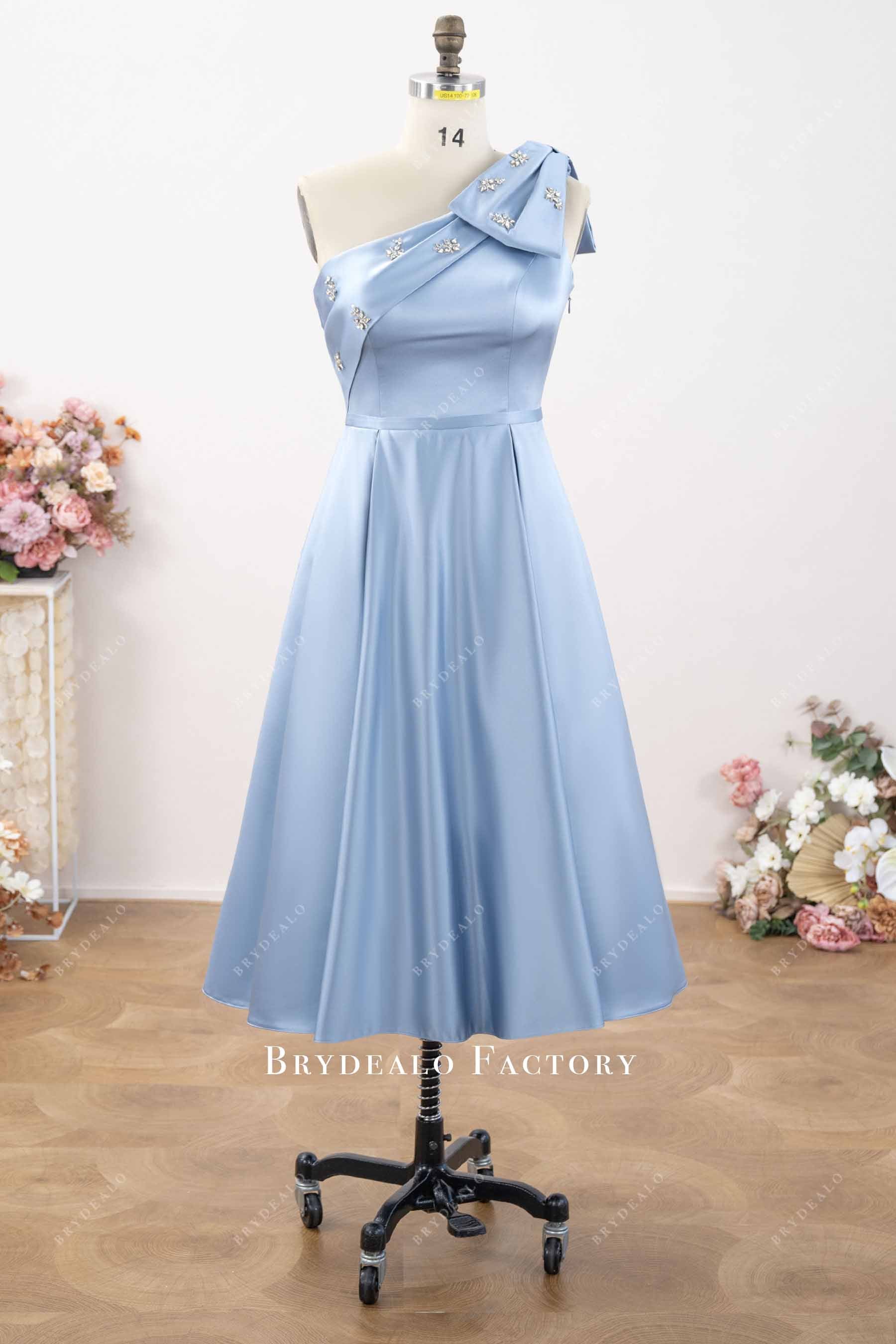 dusty blue a line mother of bride dress