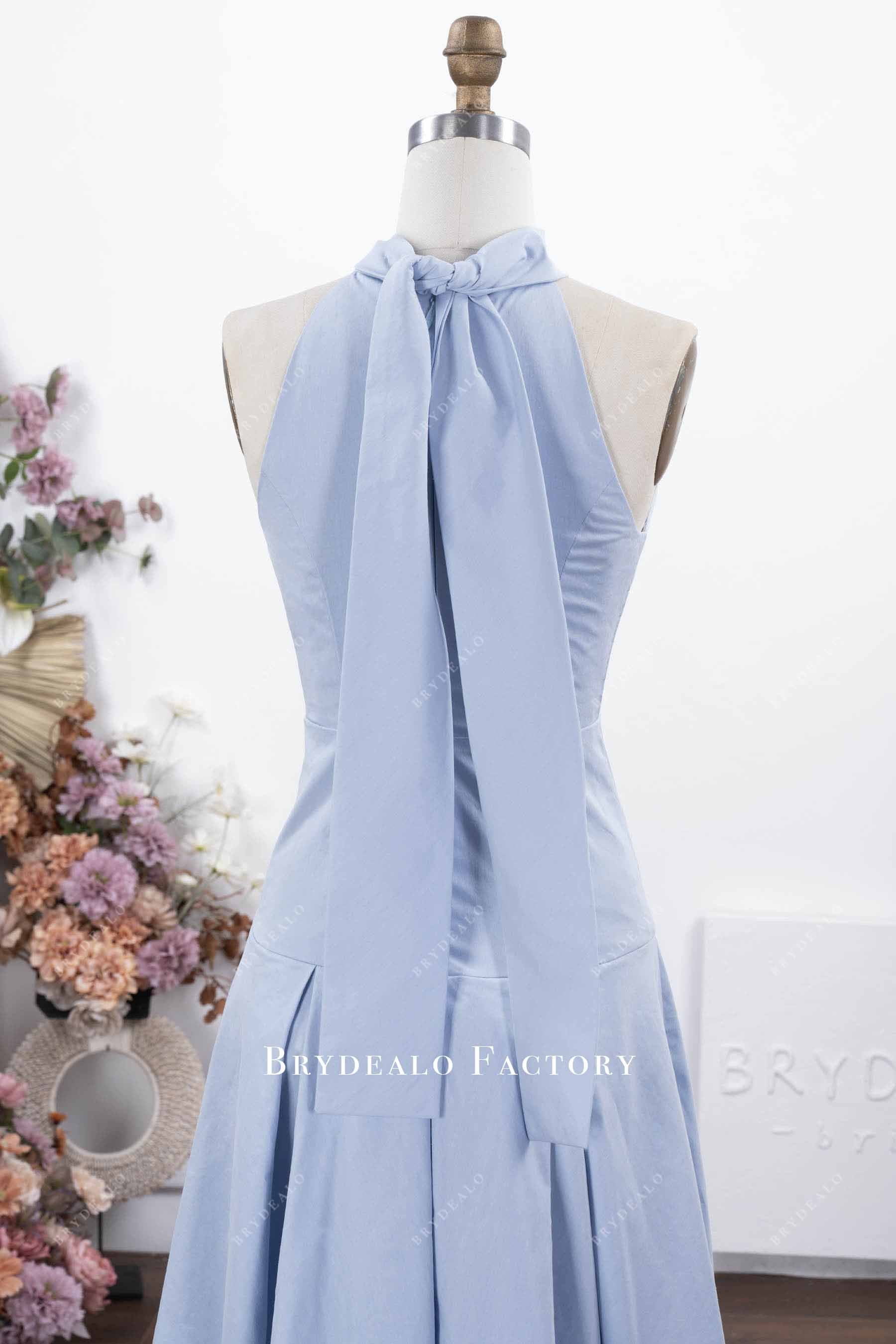 dusty blue halter formal dress