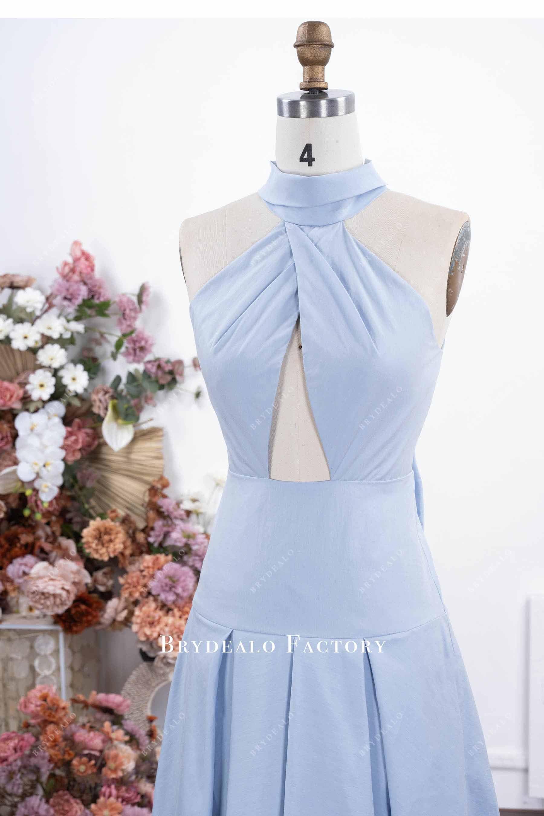 dusty blue keyhole formal dress