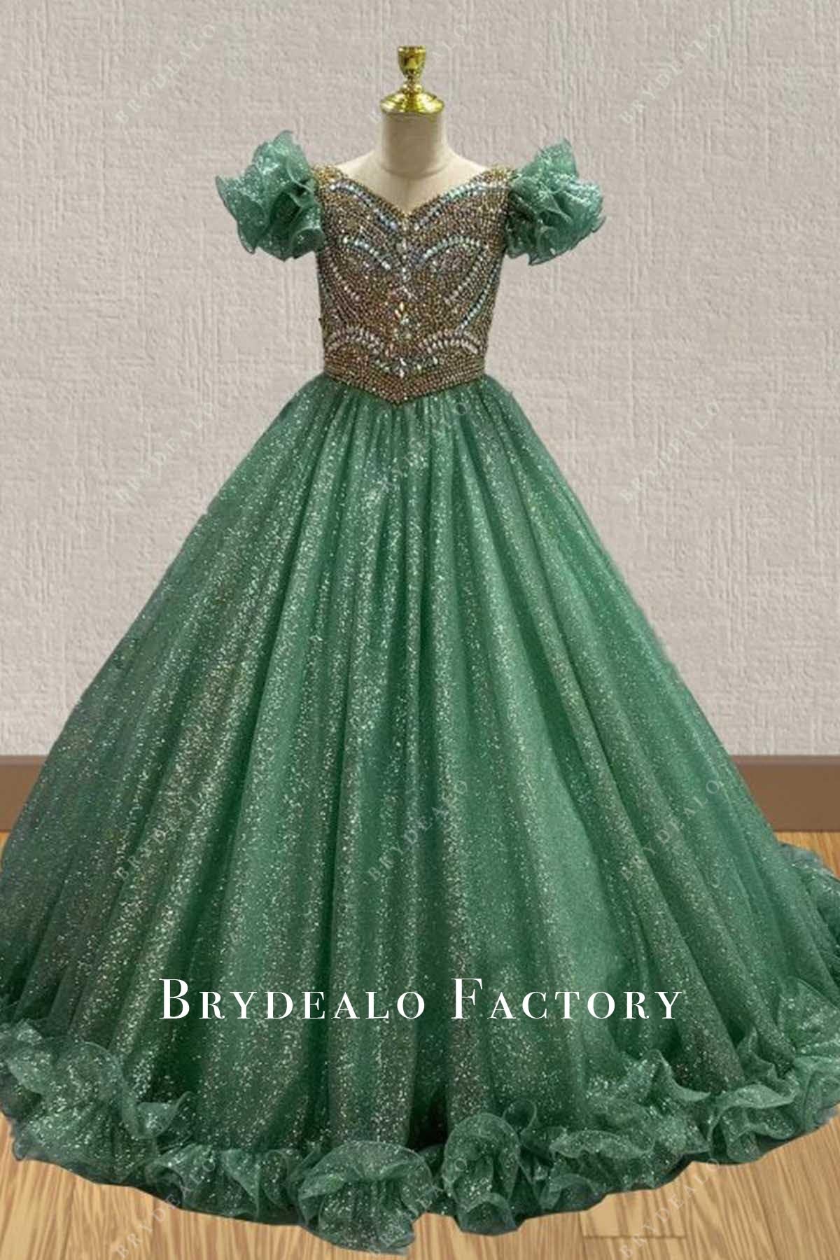 dusty green a line pageant dress