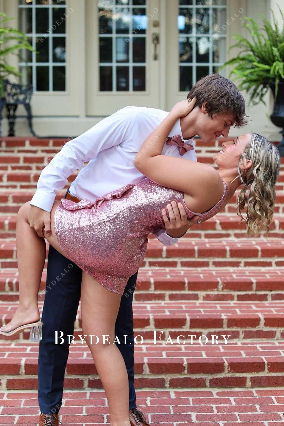 Dusty Lavender glitter mini prom dress