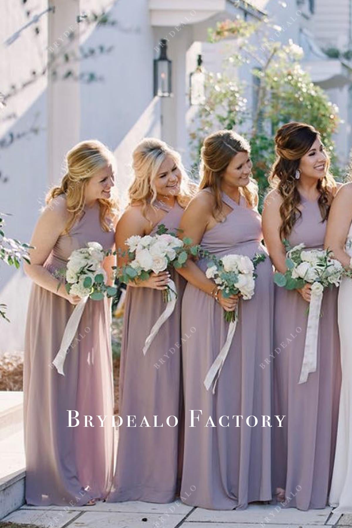 dusty lavender halter bridesmaid dress