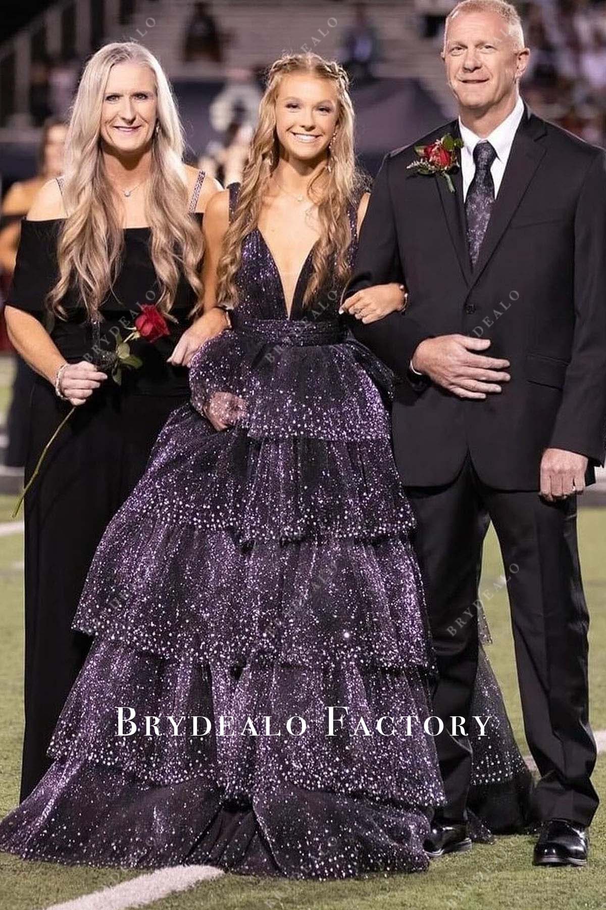 Dusty-Mauve Plunging Neck Layered Homecoming Dress Dusty-Mauve Plunging Neck Layered Homecoming Dress