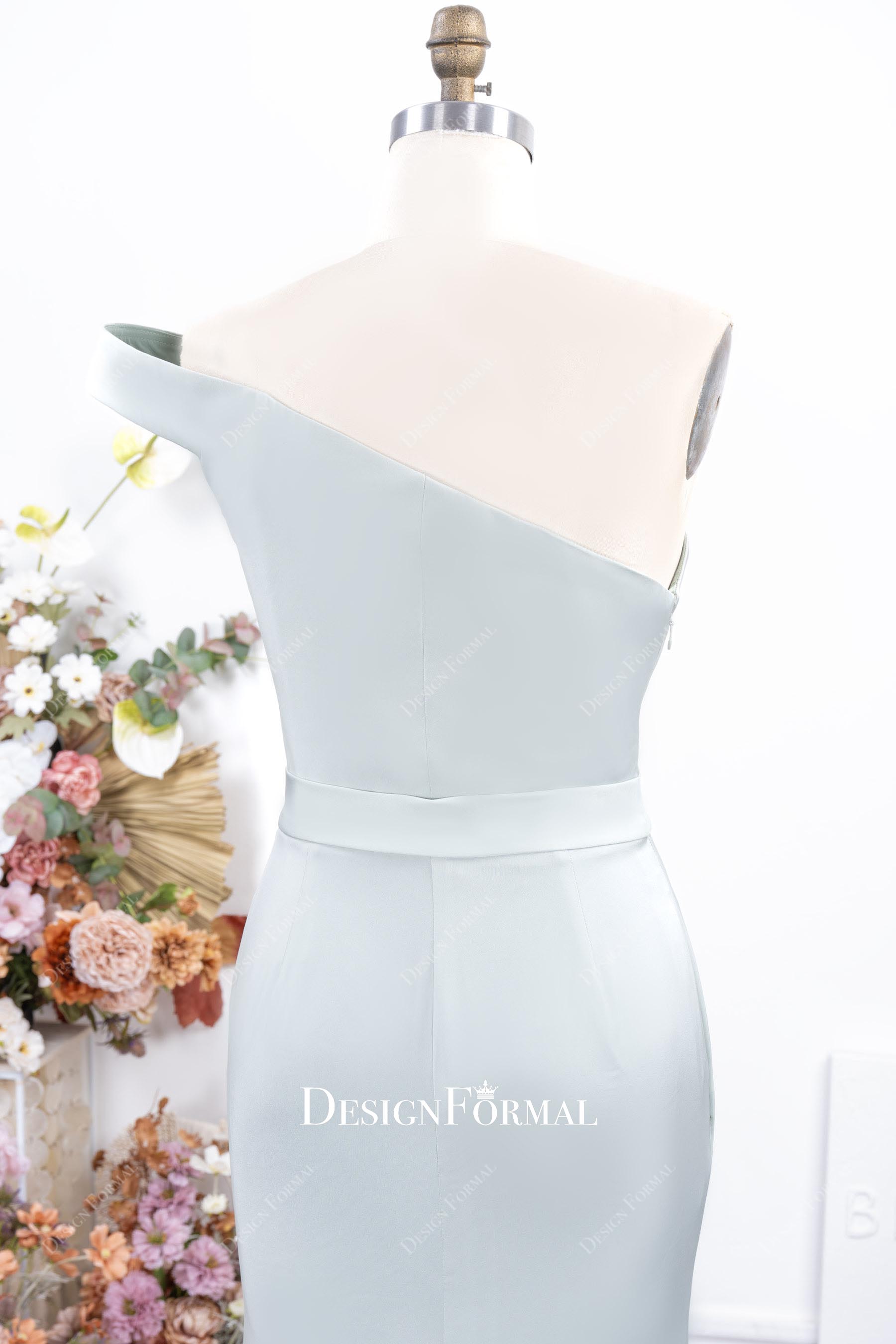 dusty sage asymmetrical bridesmaid dress