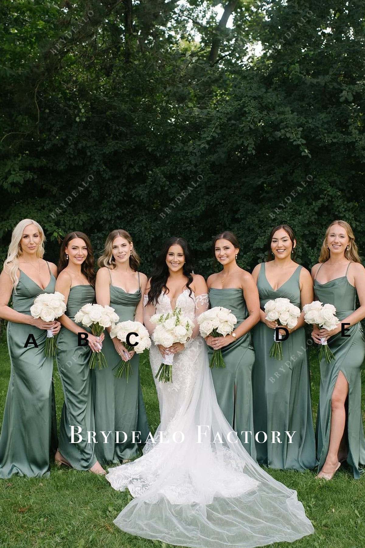 Dusty Blue And Sage Green Bridal Party Mismatched Bridesmaid