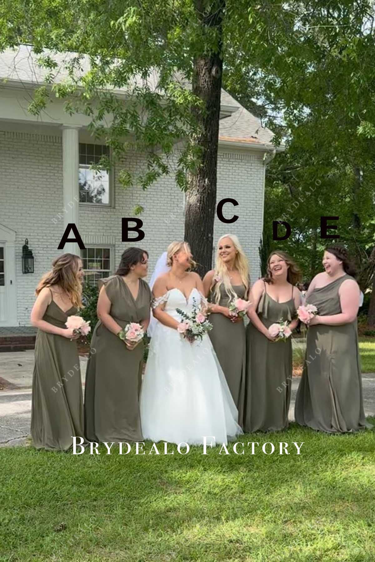 slim fit dress slacks Dusty Sage A-Line Floor Length Mismatched Bridesmaid Dresses, Dress E