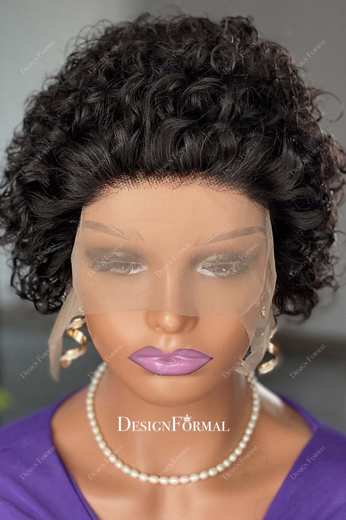 ear length curly wig