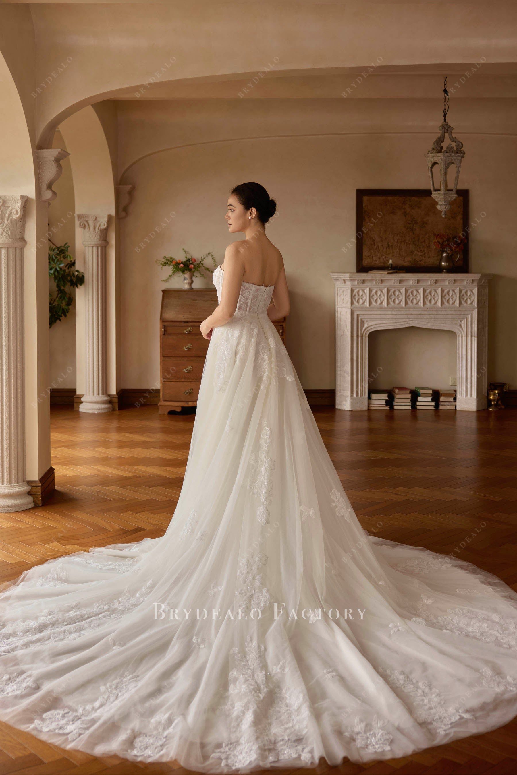 elegant long length wedding dress