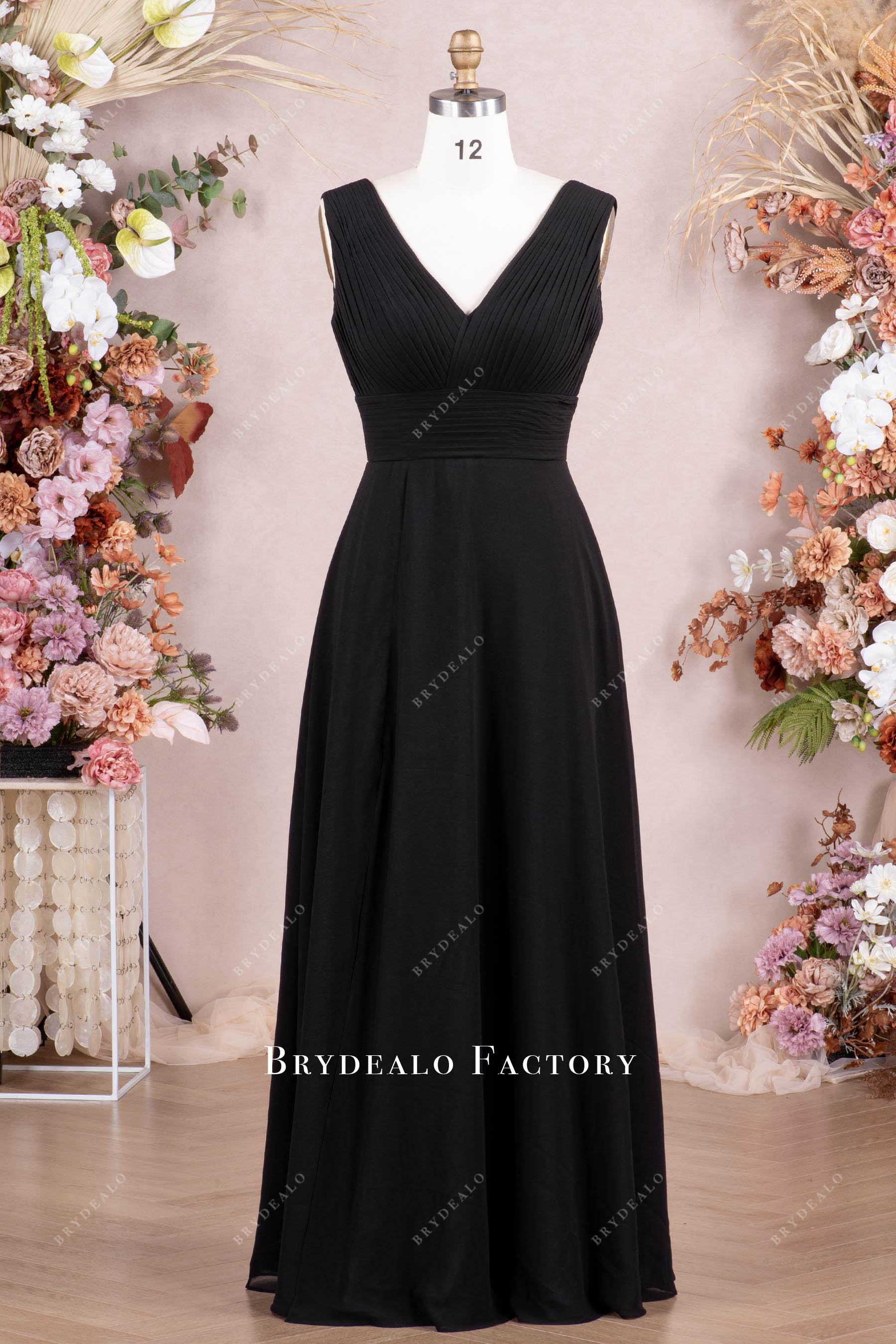 Black Sleeveless V-neck Aline Floor Length Bridesmaid Dress Black Sleeveless V-neck Aline Floor Length Bridesmaid Dress