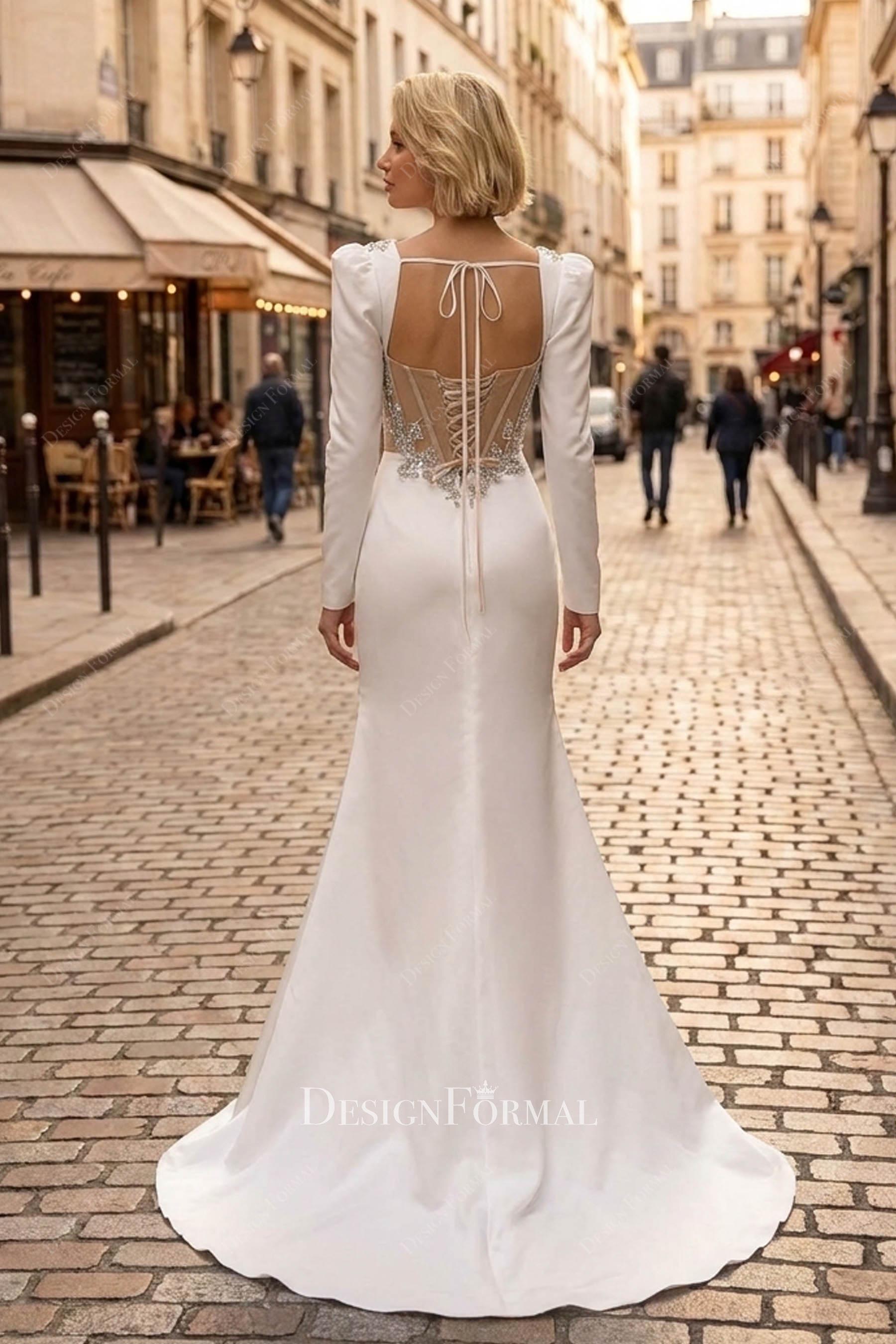 elegant white mermaid bridal dress