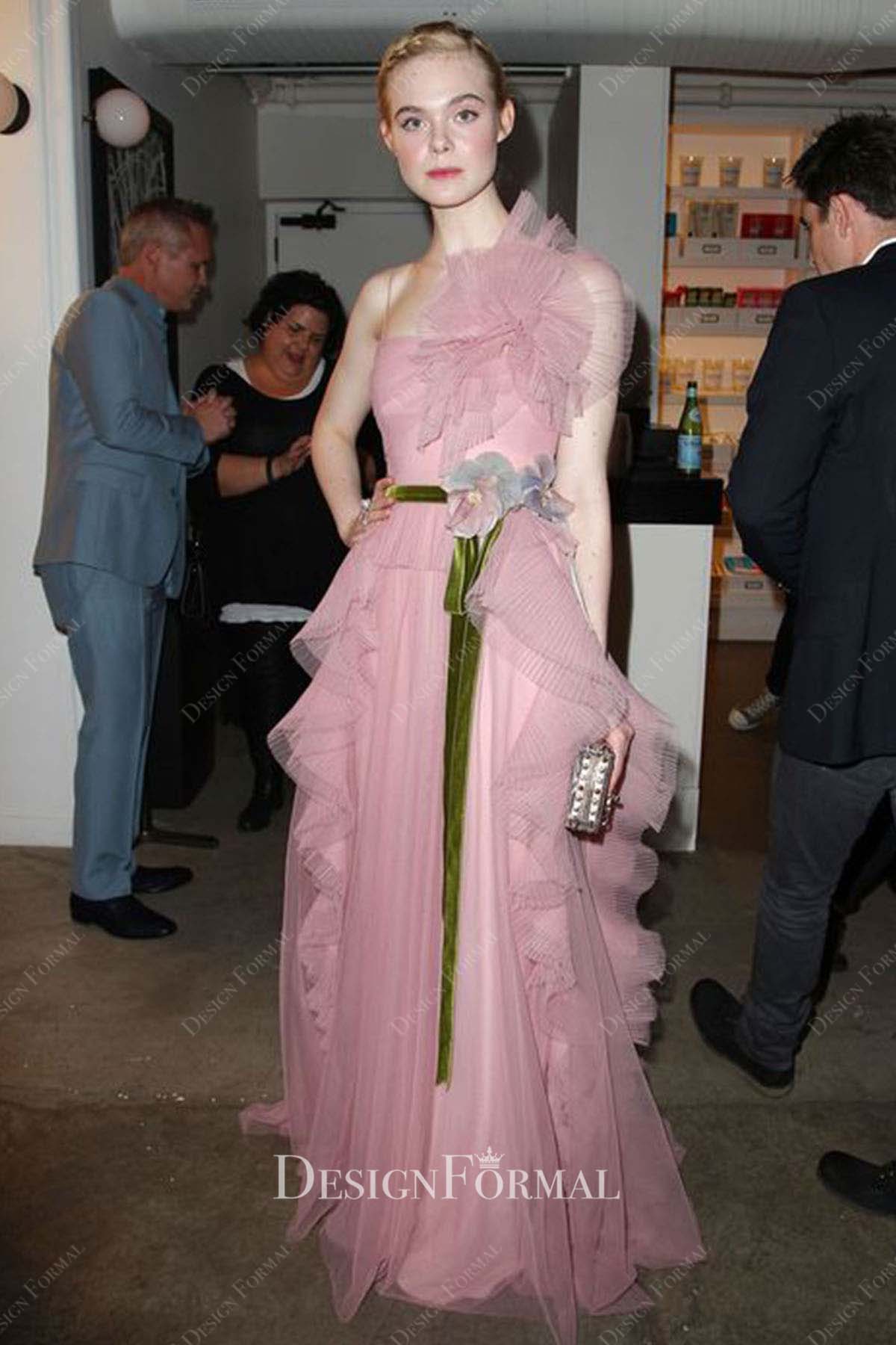 Elle Fanning 2016 ruffles The Neon Demon Premiere dress