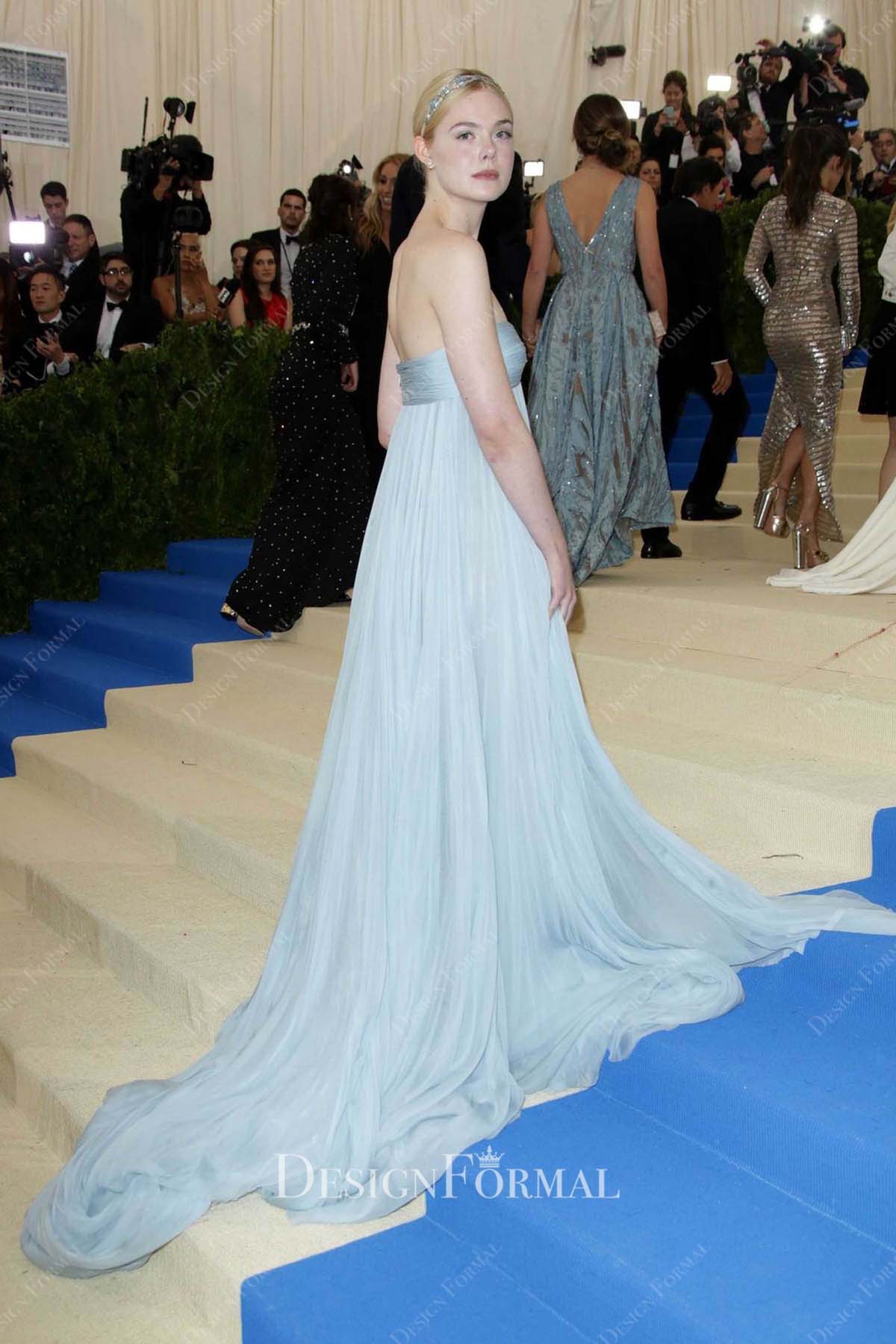 Elle Fanning 2017 chapel train Met Gala dress