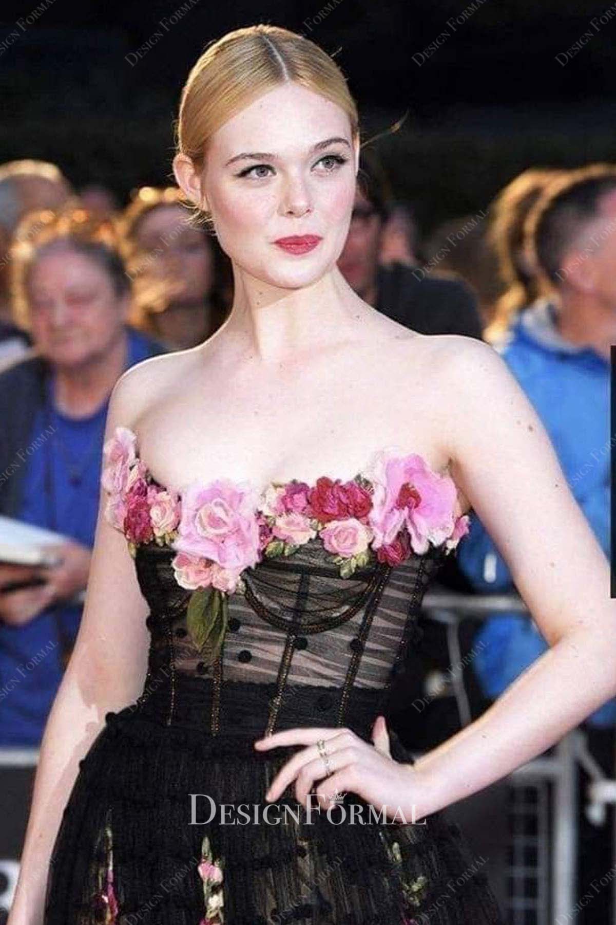 Elle Fanning 2019 3d floral GQ Men of the Year Awards dress