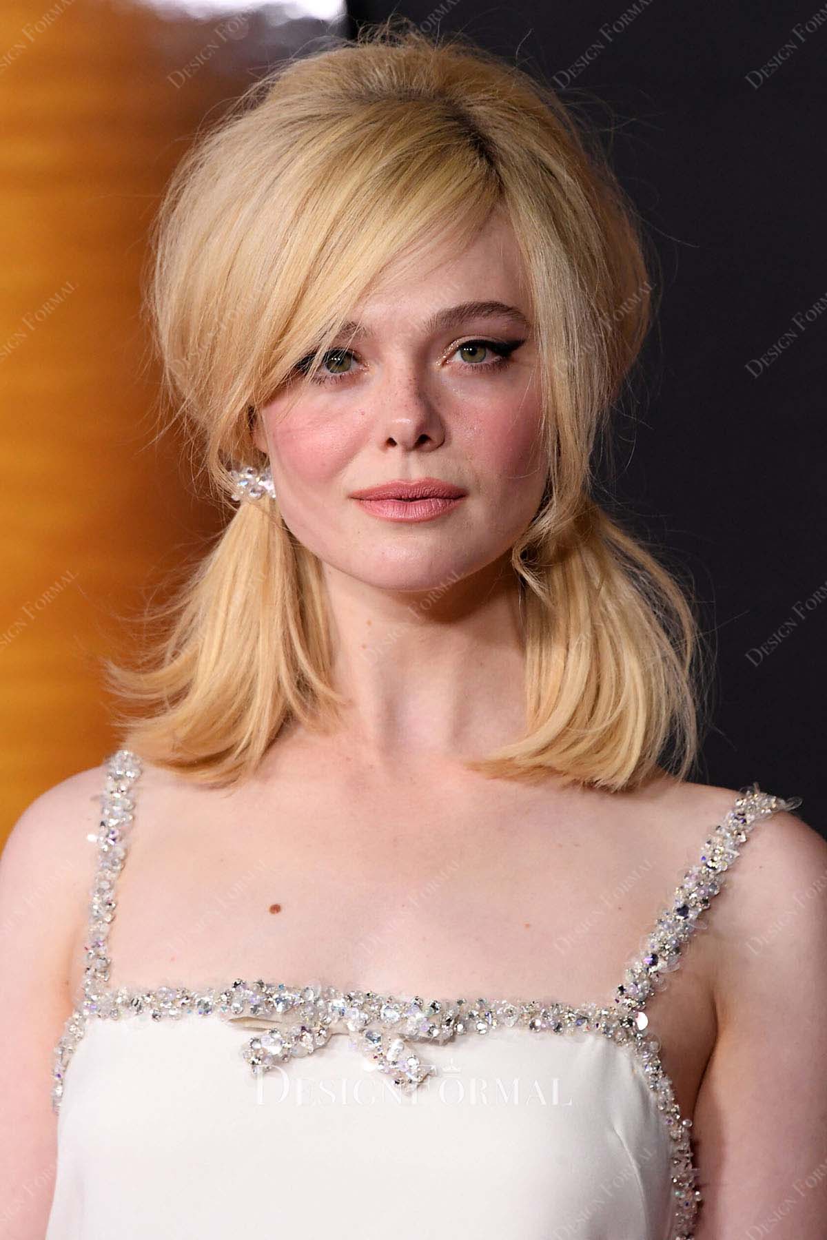Elle Fanning 2024 square neck A Complete Unknown Premiere dress