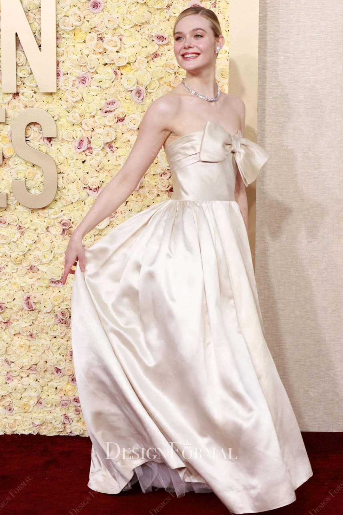 Elle Fanning high low 81st Golden Globe Awards dress