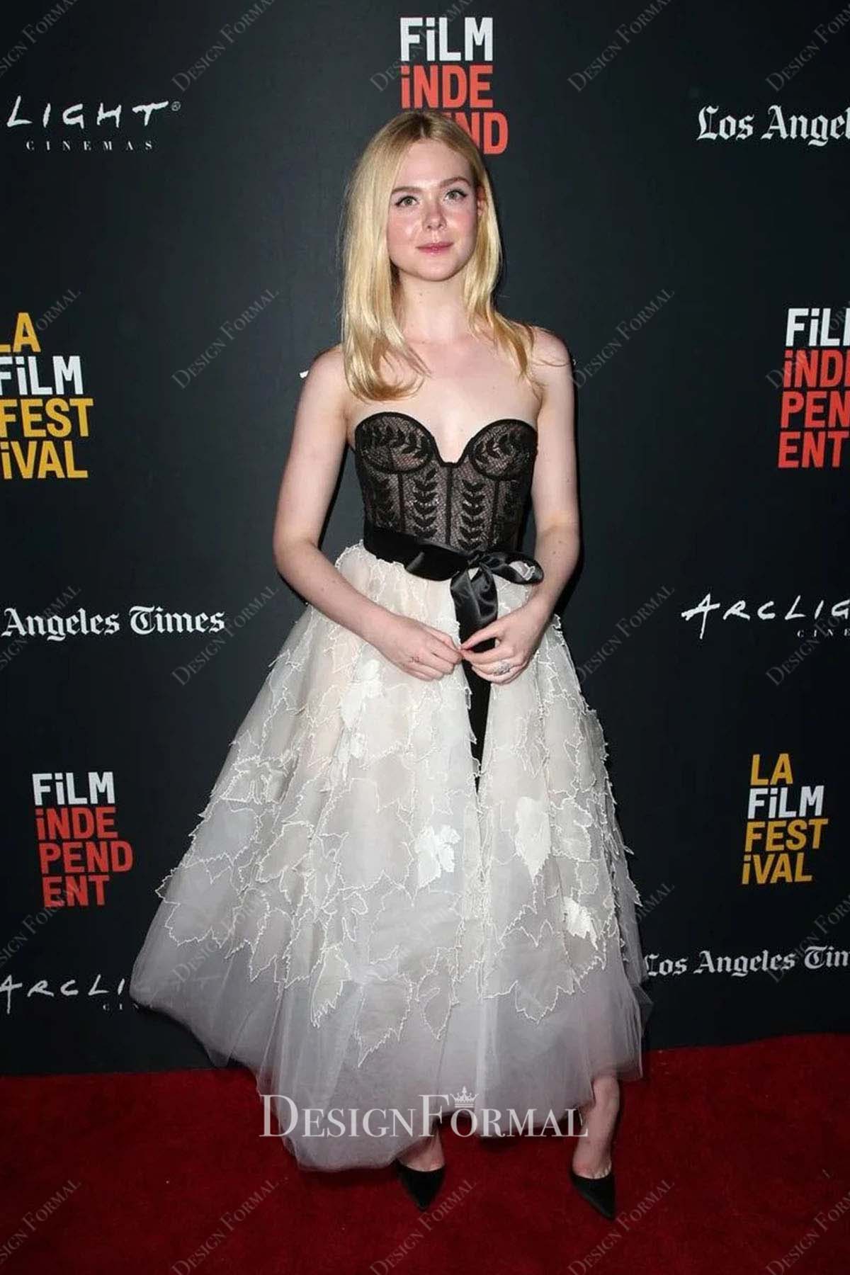 Elle Fanning lace a line 2018 Galveston Premiere dress