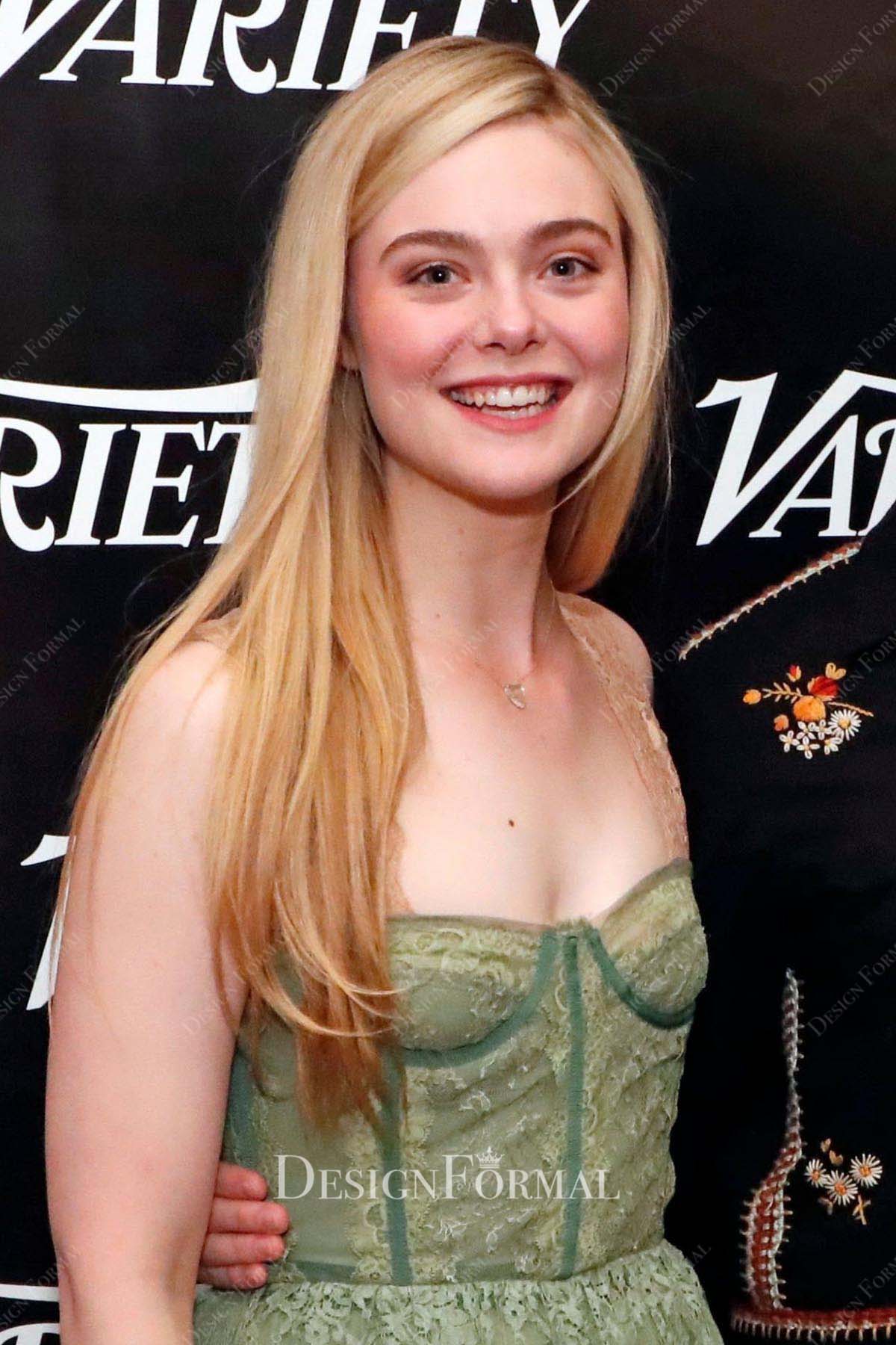 Elle Fanning lace straps 2022 The Girl From Plainville Premiere dress