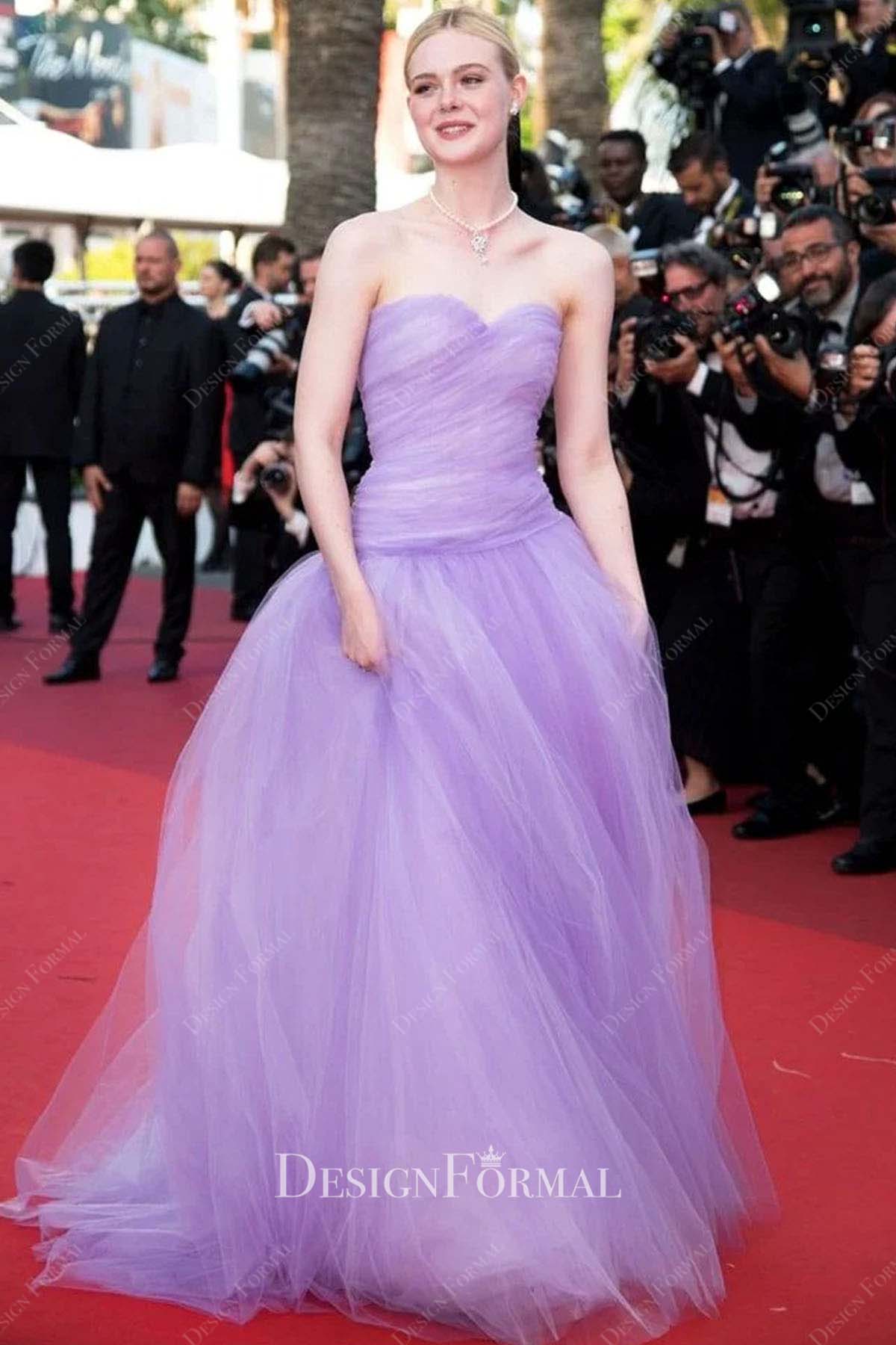 Elle Fanning lilac tulle 2017 Cannes Film Festival dress