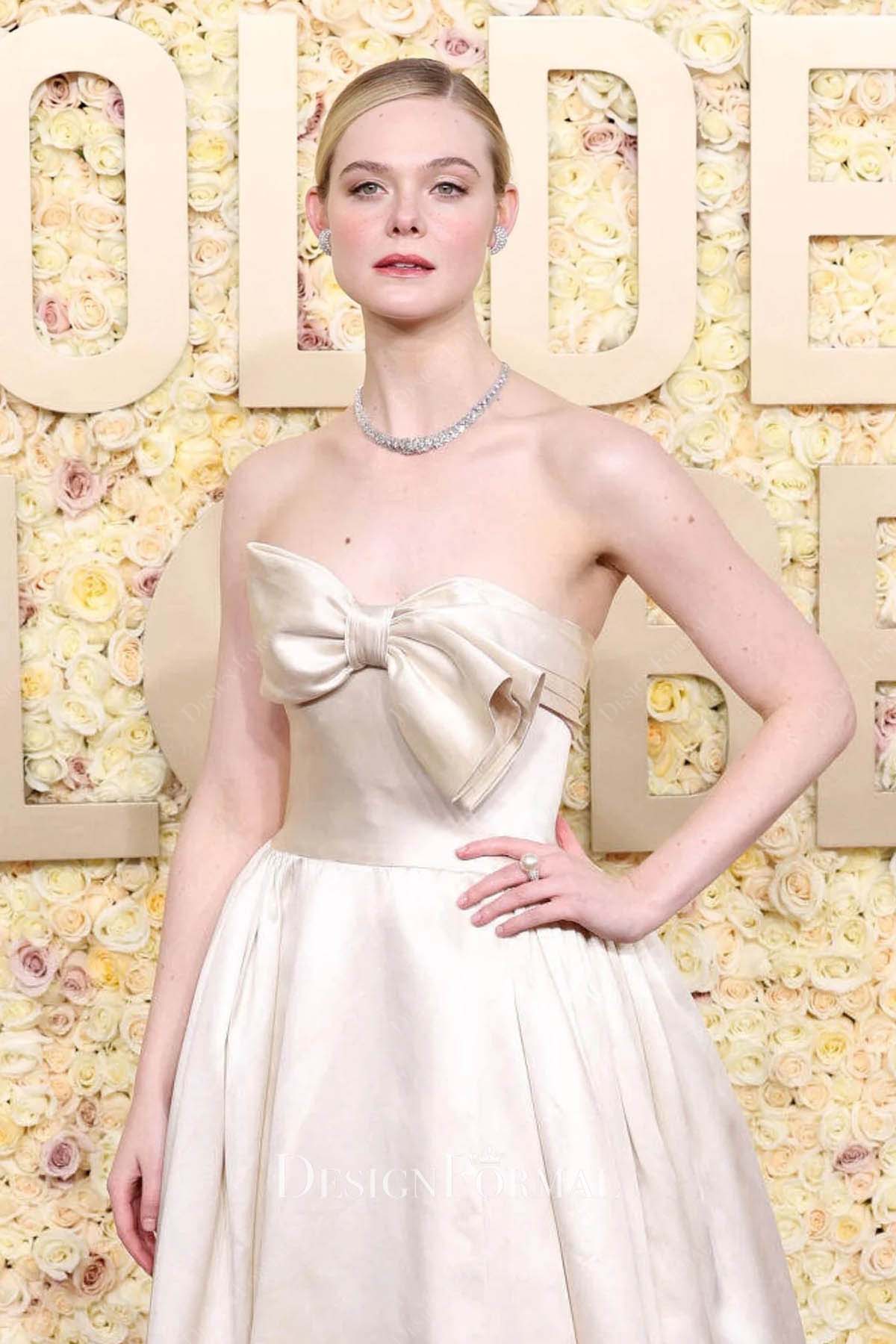 Elle Fanning strapless 81st Golden Globe Awards dress