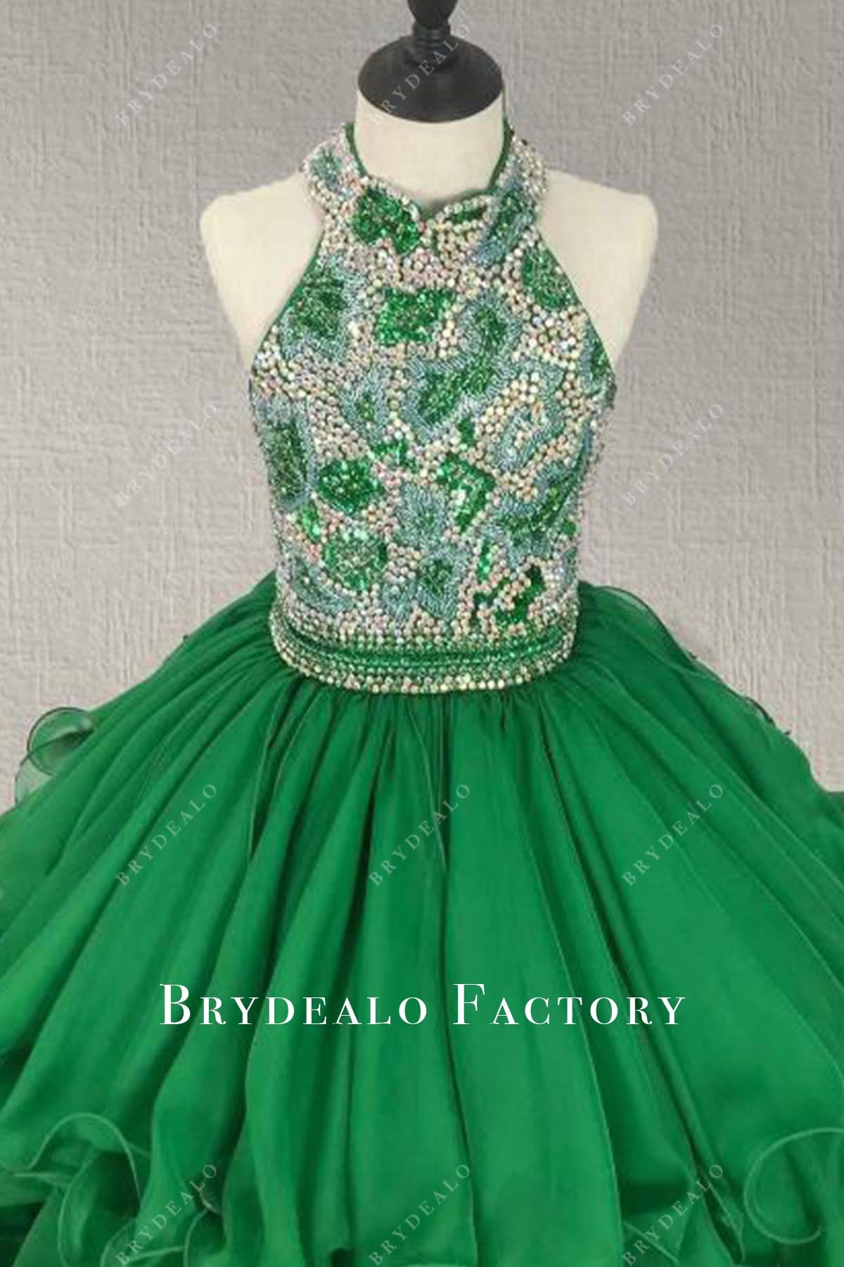 emerald halter pageant dress