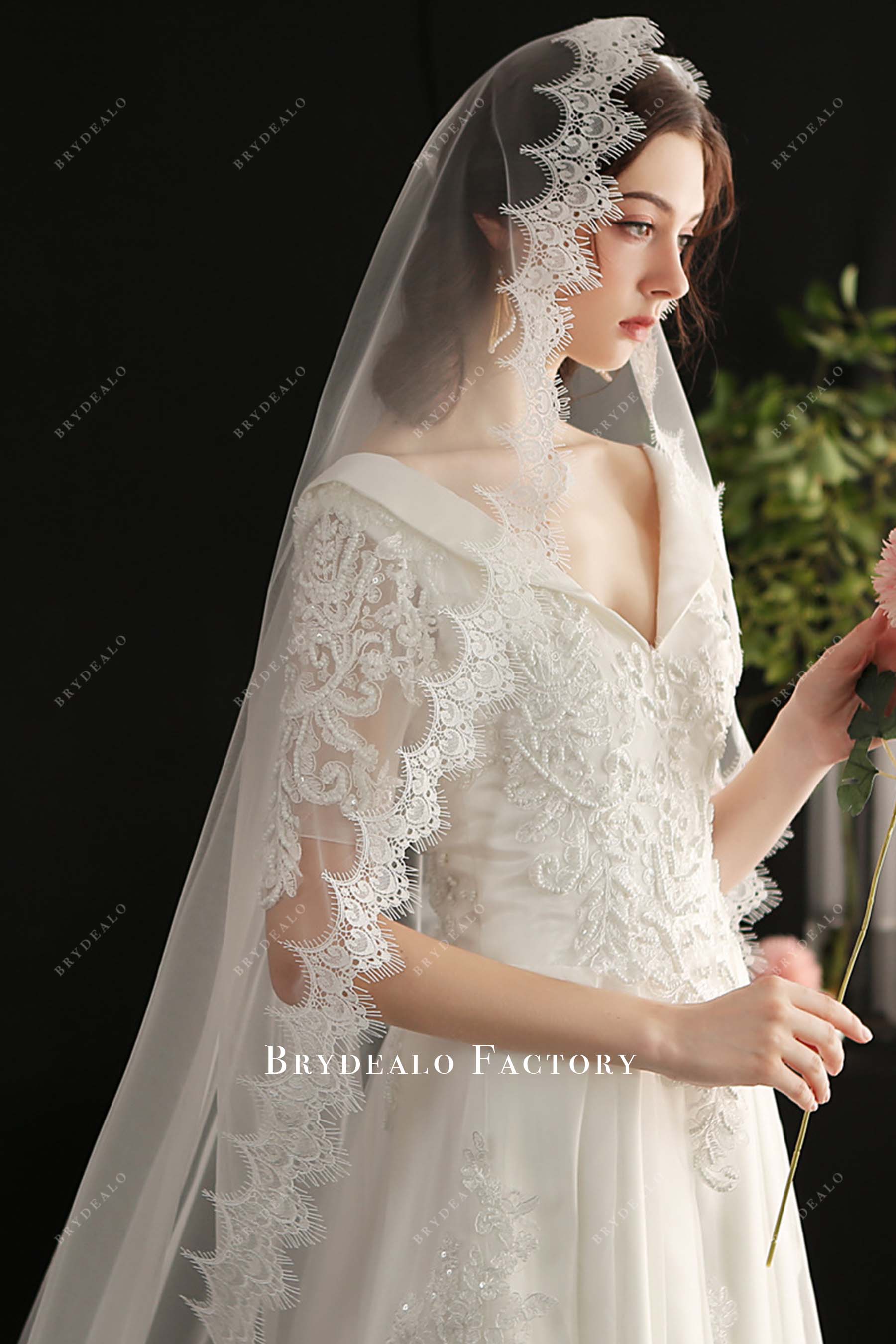 exquisite lace edge bridal veil