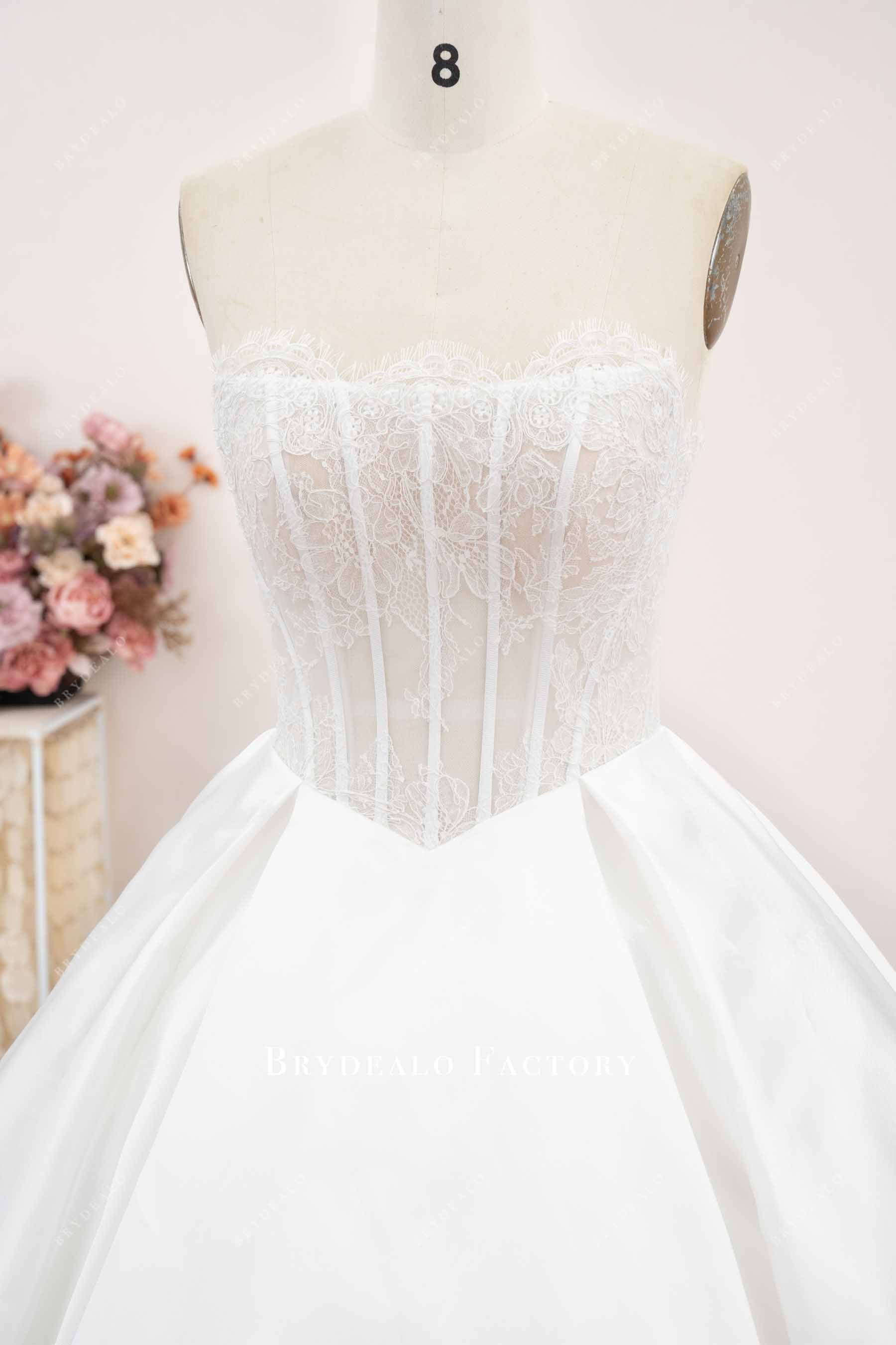 eyelash lace neck bridal gown