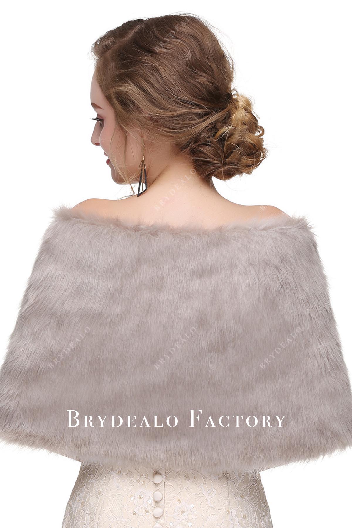 faux fur bridal shawl cape