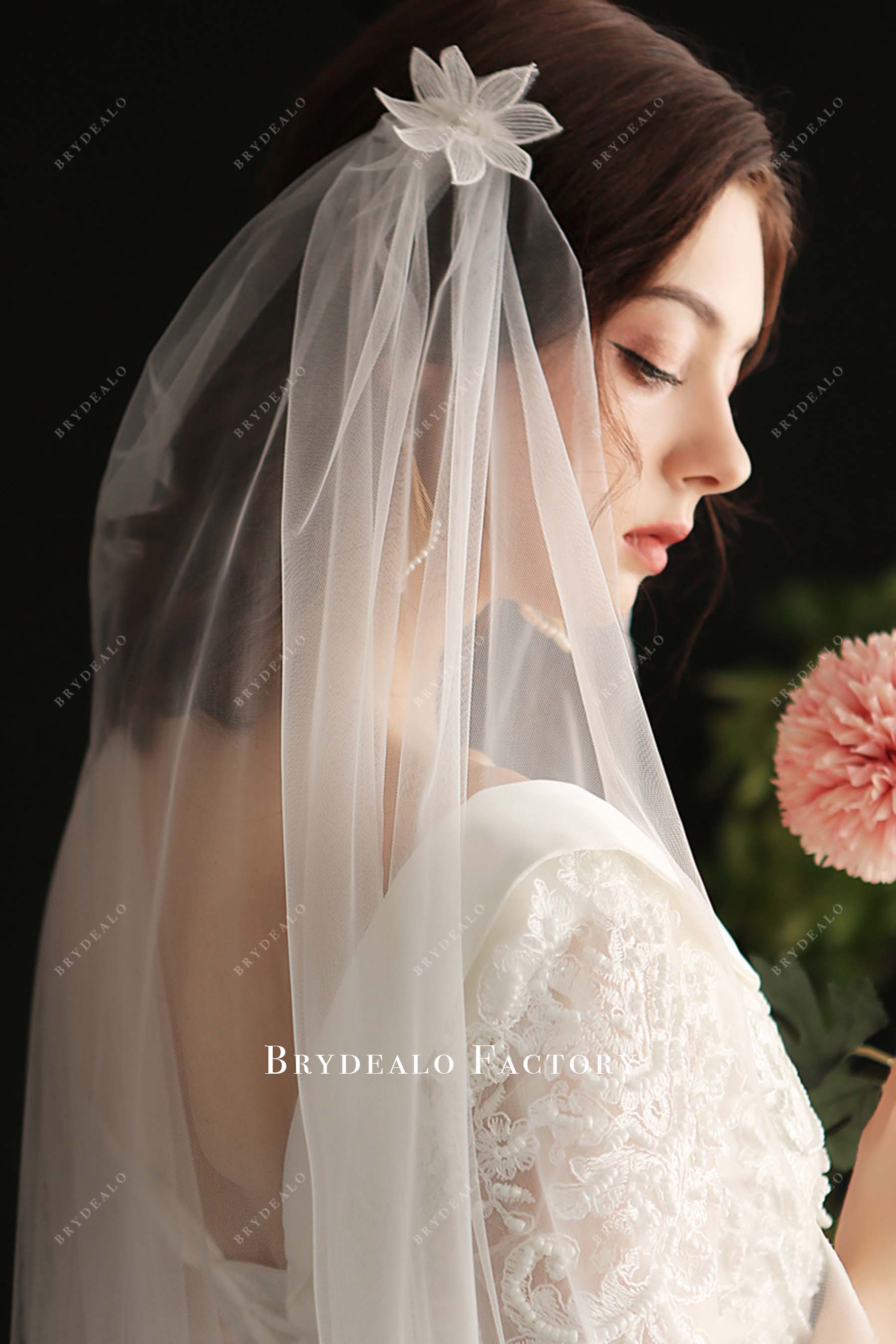 floral tulle bridal veil
