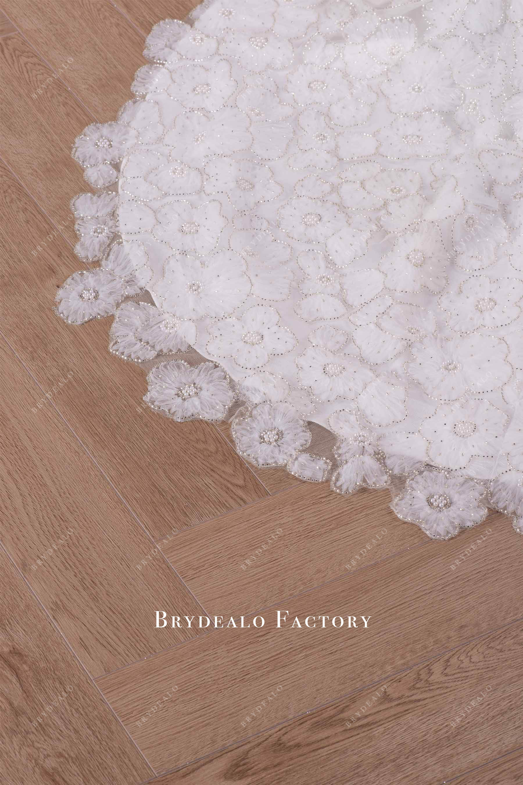 flower cutout train bridal dress