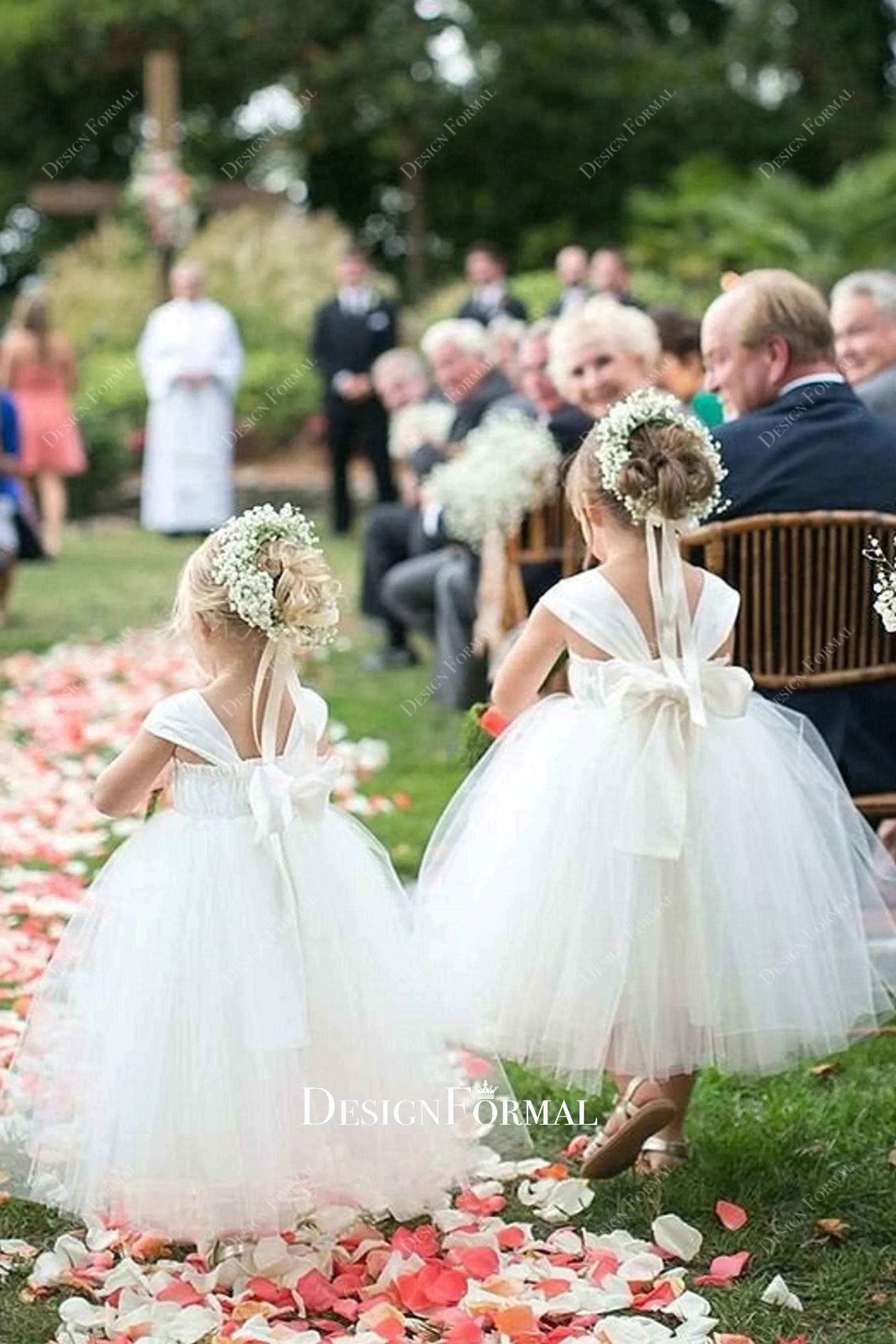 Cute Tulle Ankle Length Ball Gown Flower Girl Dresses