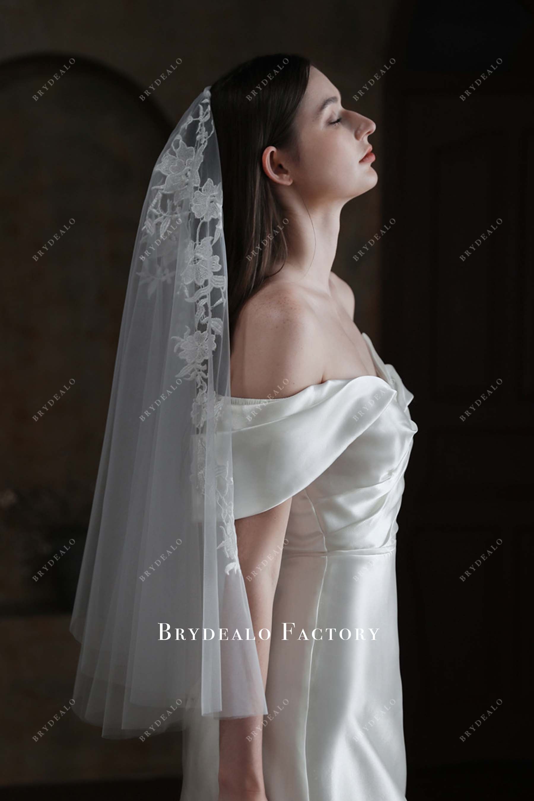 flower lace bridal veil