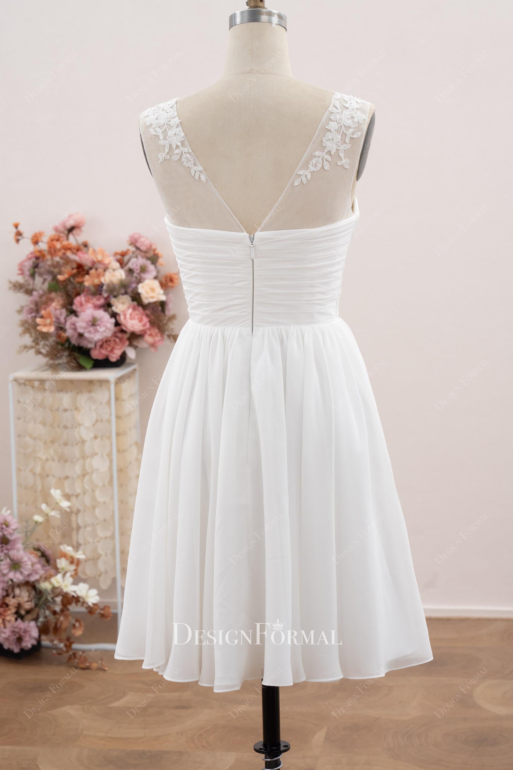 flowing chiffon a line wedding dress