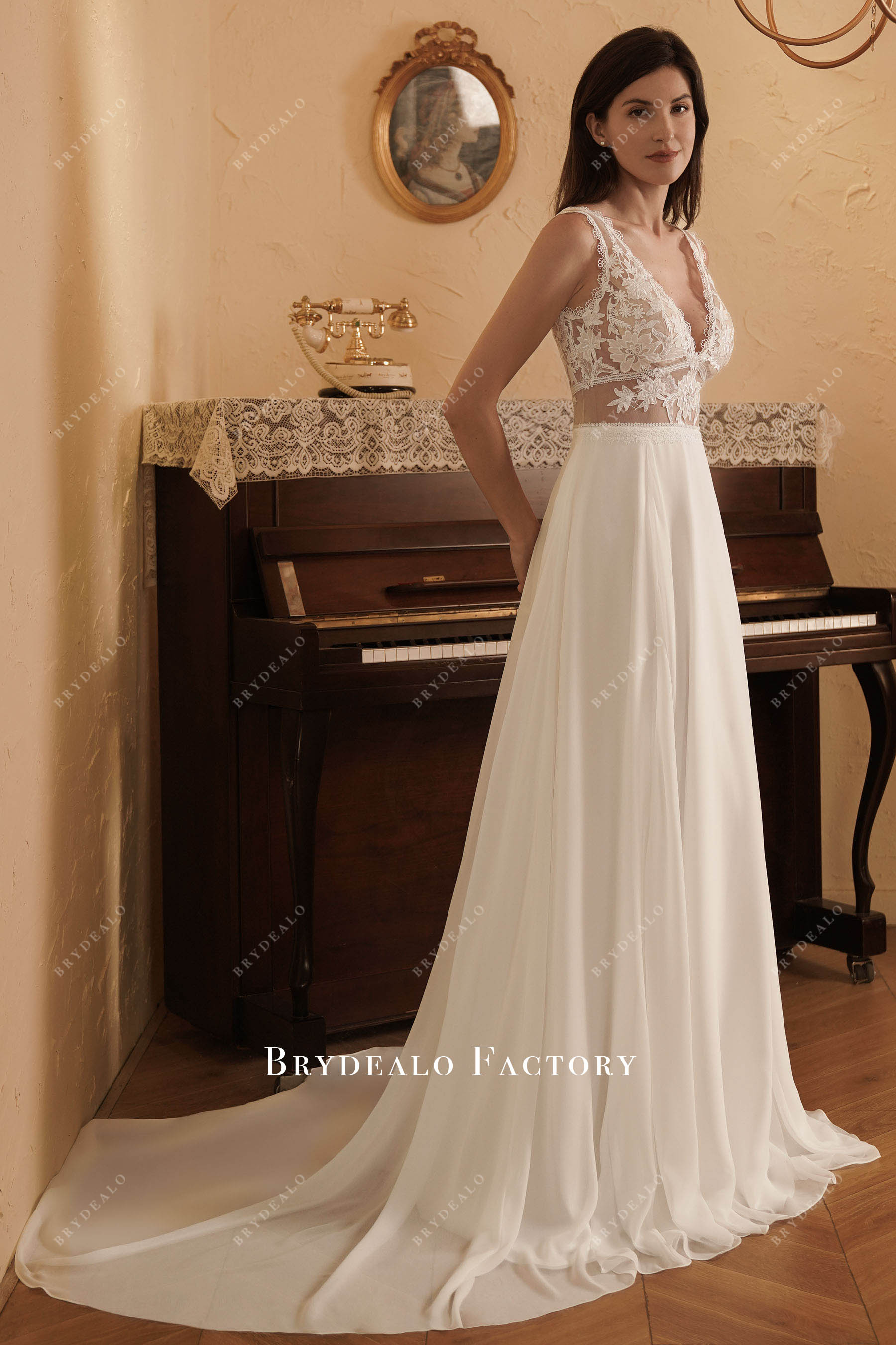 flowing chiffon wedding dress