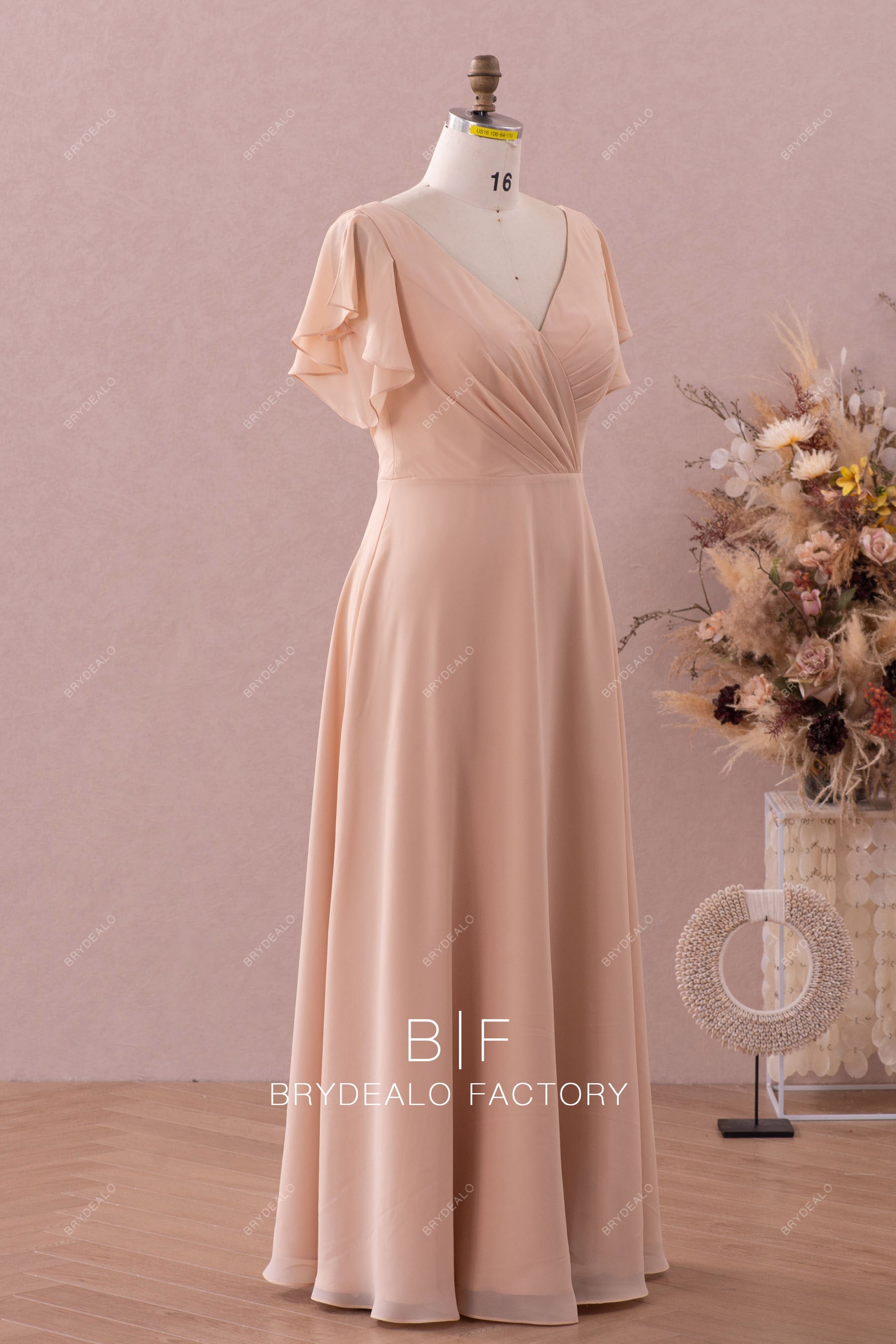 flutter sleeve bridesmaid dress