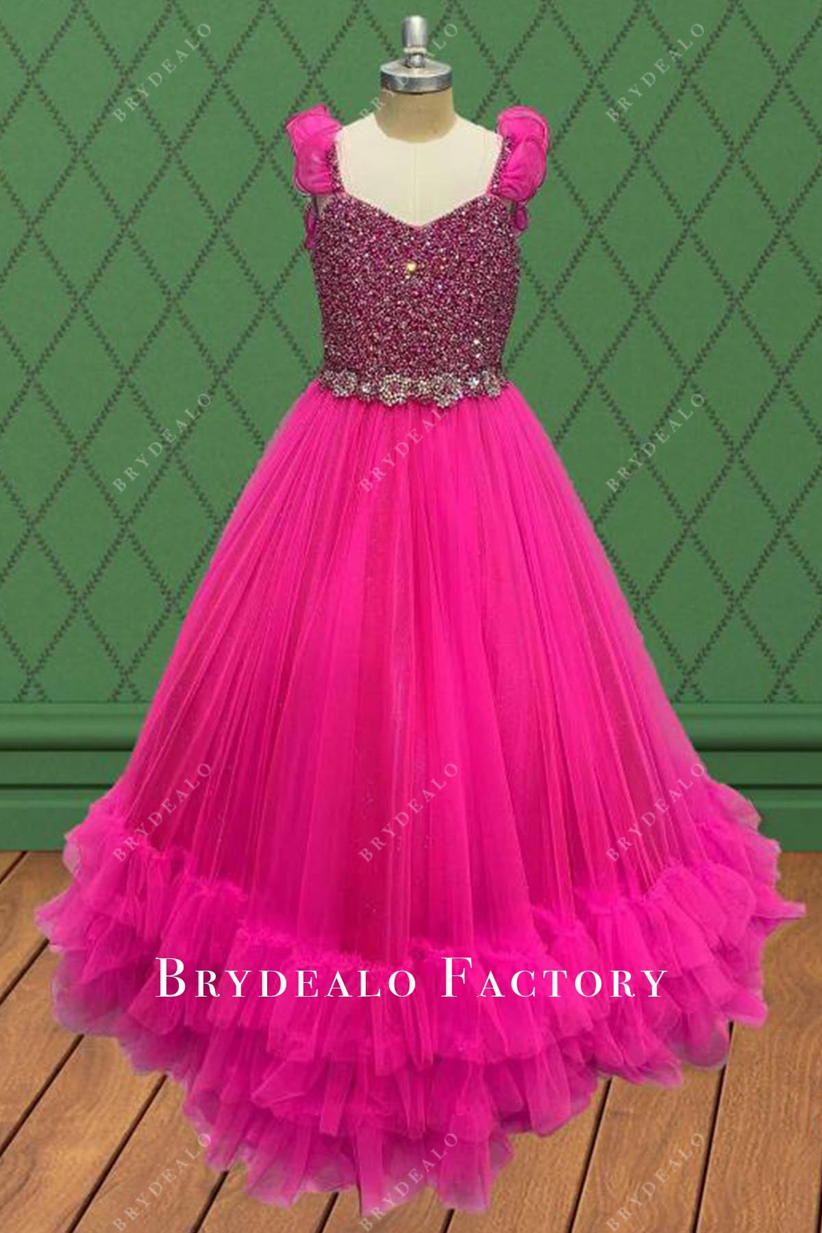 fuchsia a line pageant dress