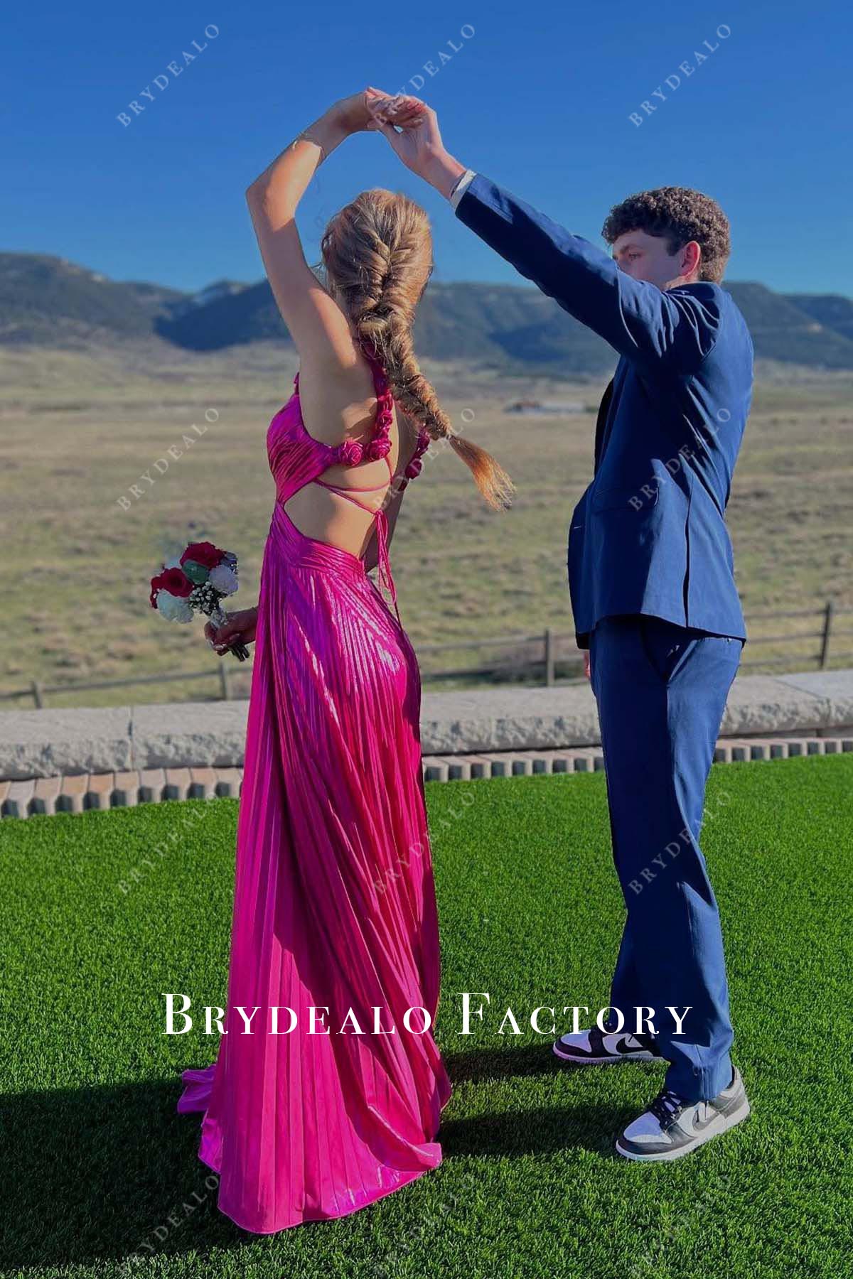 fuchsia a line prom dress