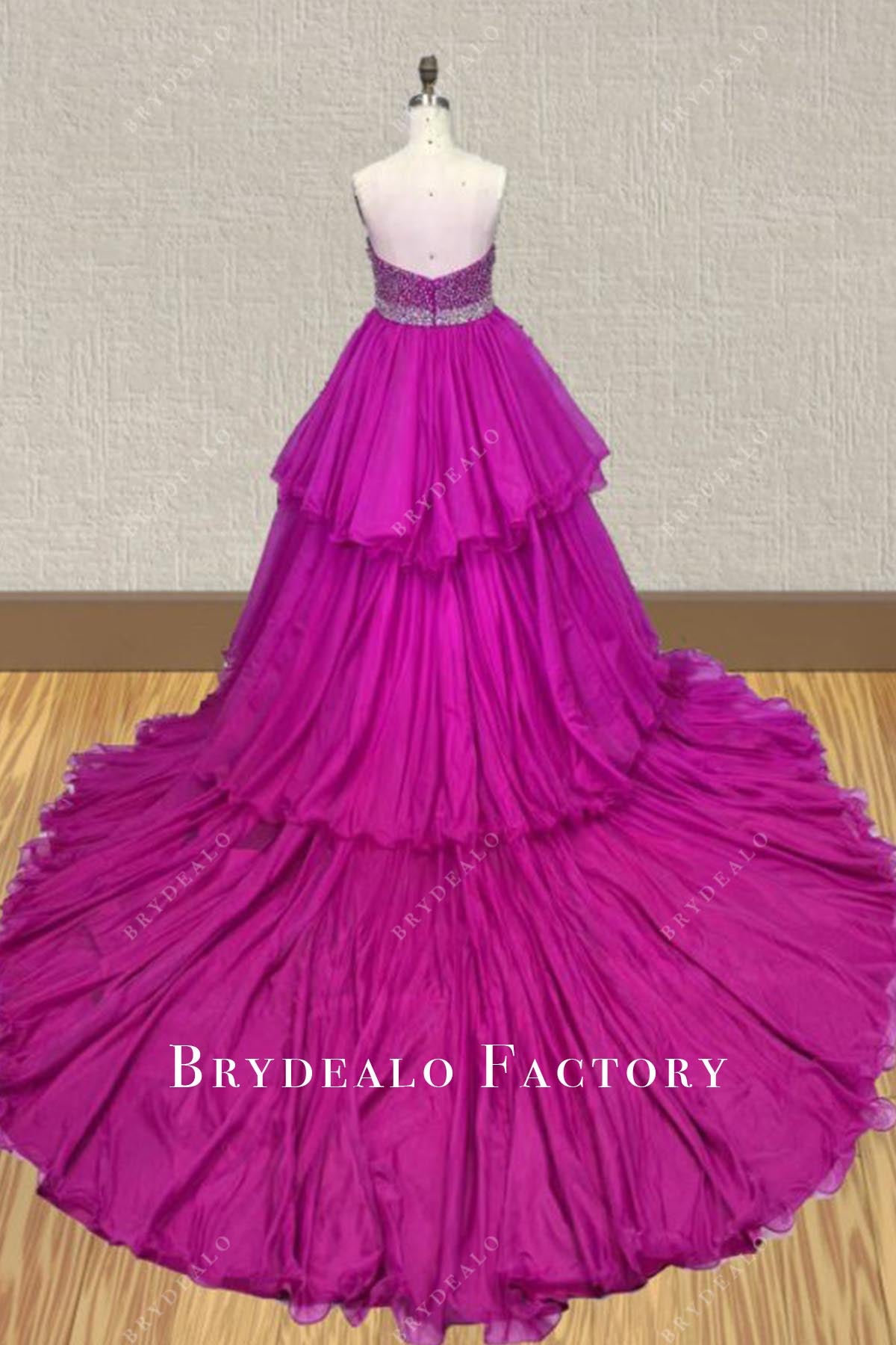 fuchsia chapel train pageant dress