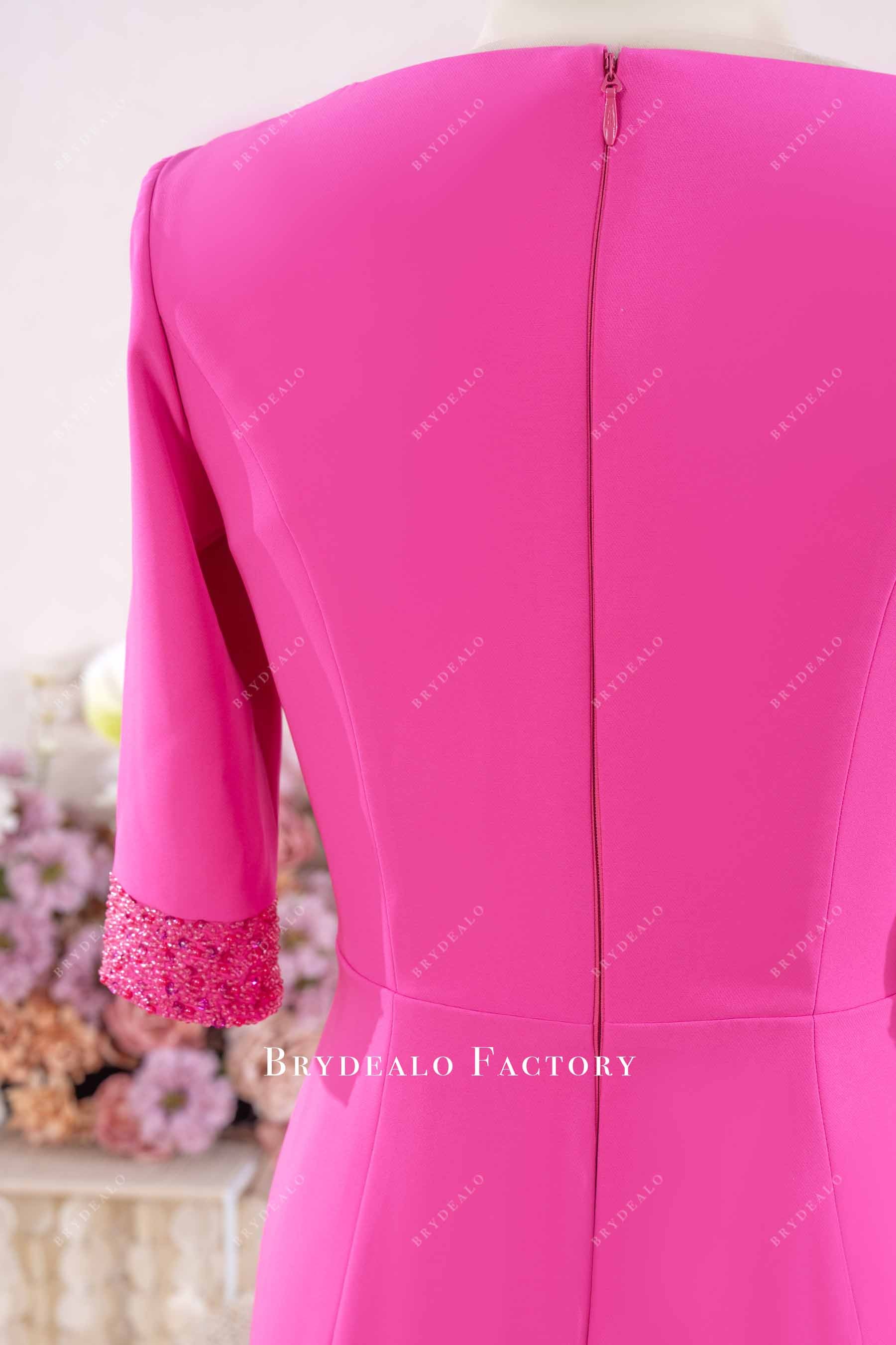 fuchsia half sleeve mother of bride dress