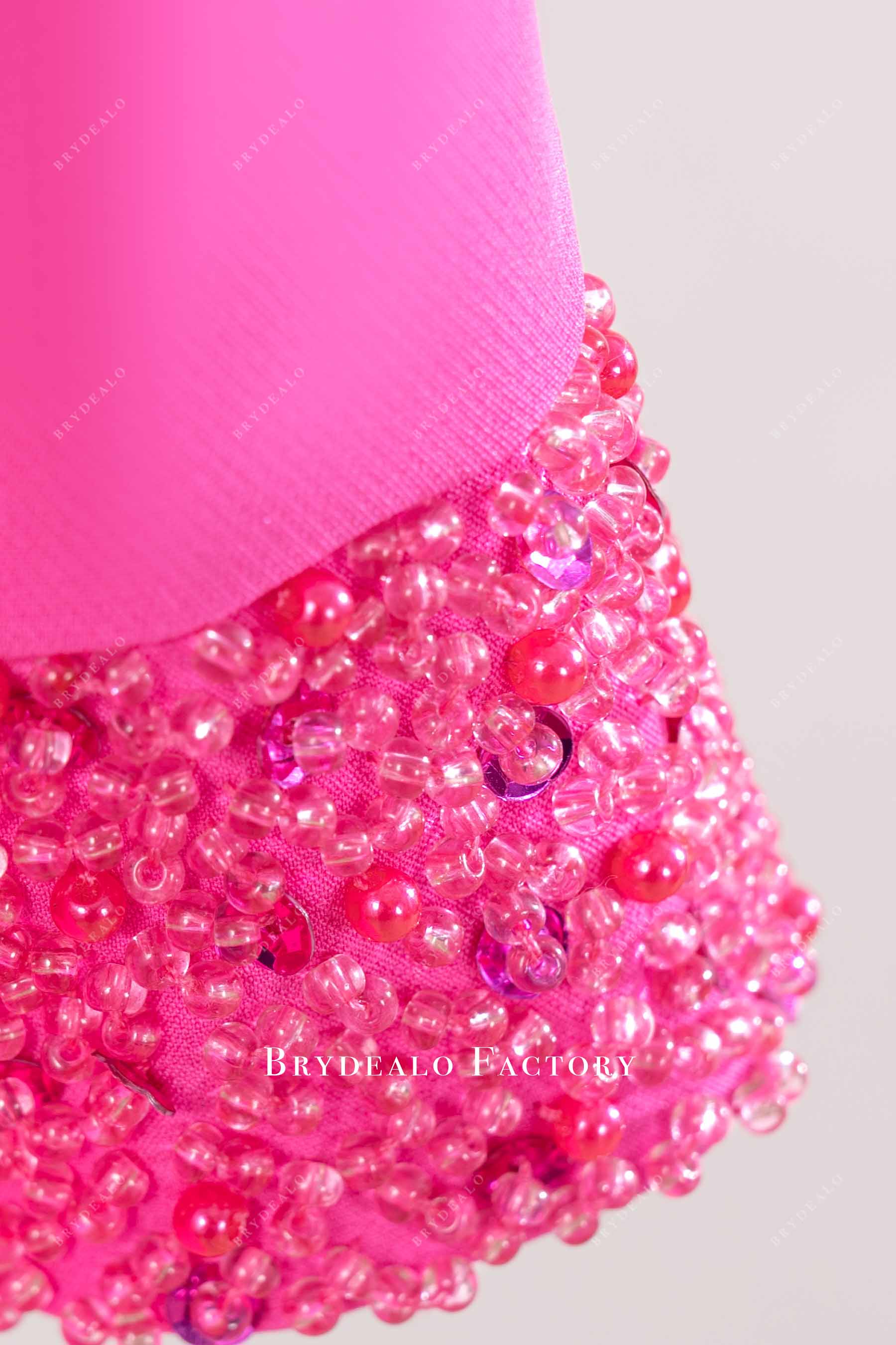 fuchsia handsewn beading cuff dress