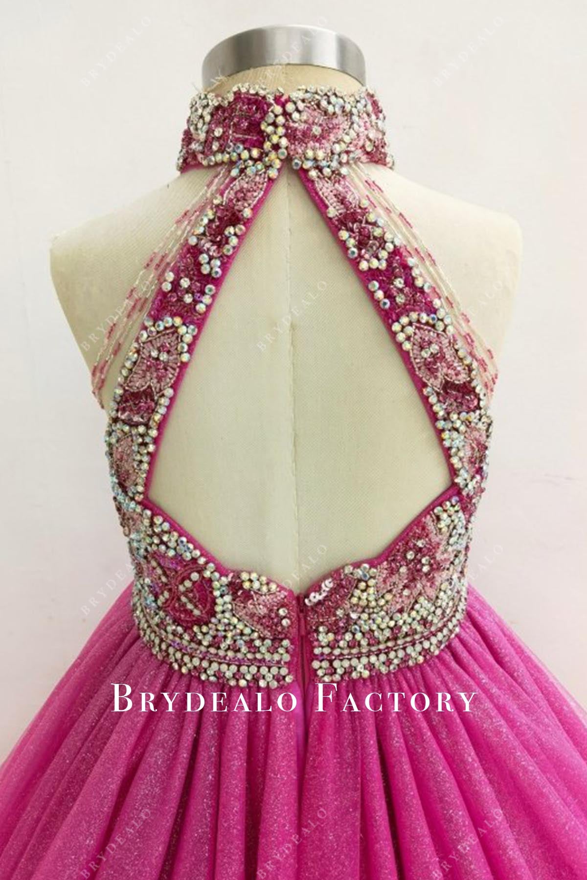 fuchsia keyhole back pageant dress