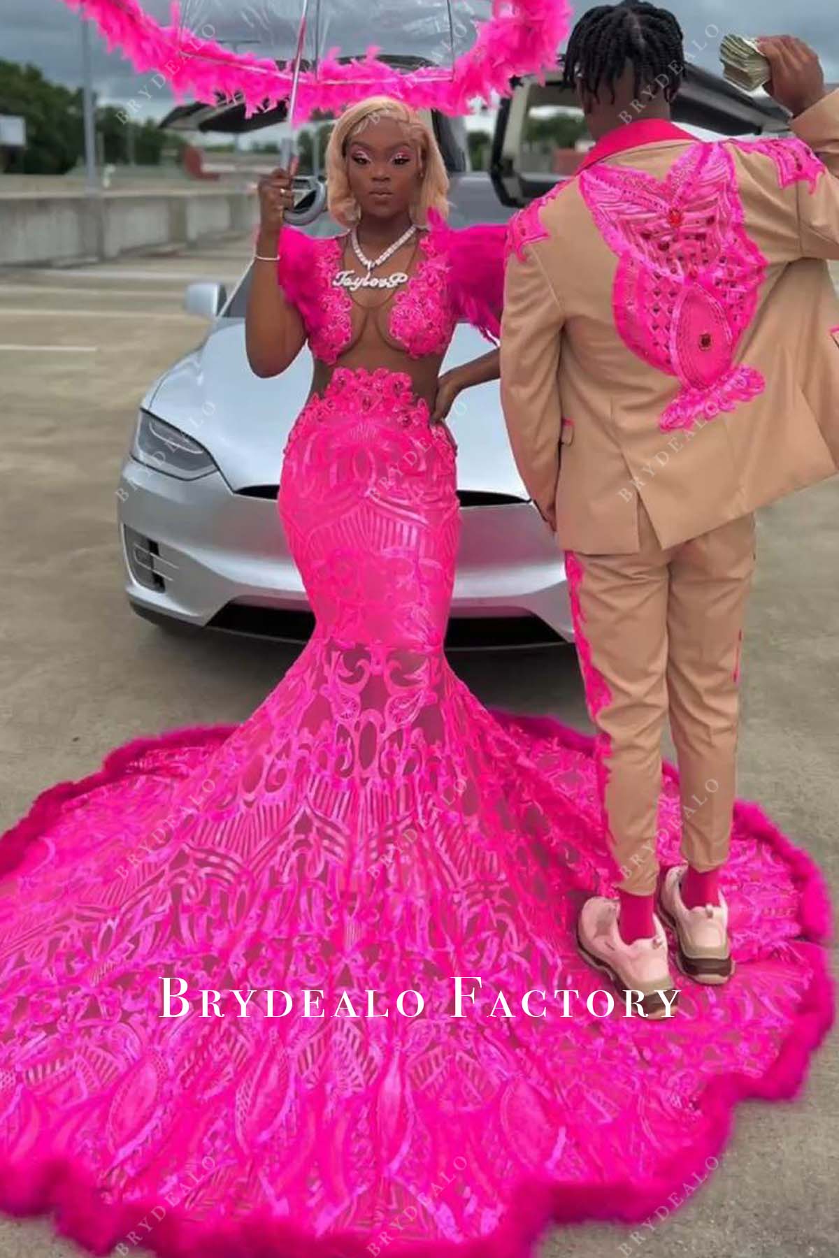 Fuchsia Sequin Mermaid Long Prom Dress