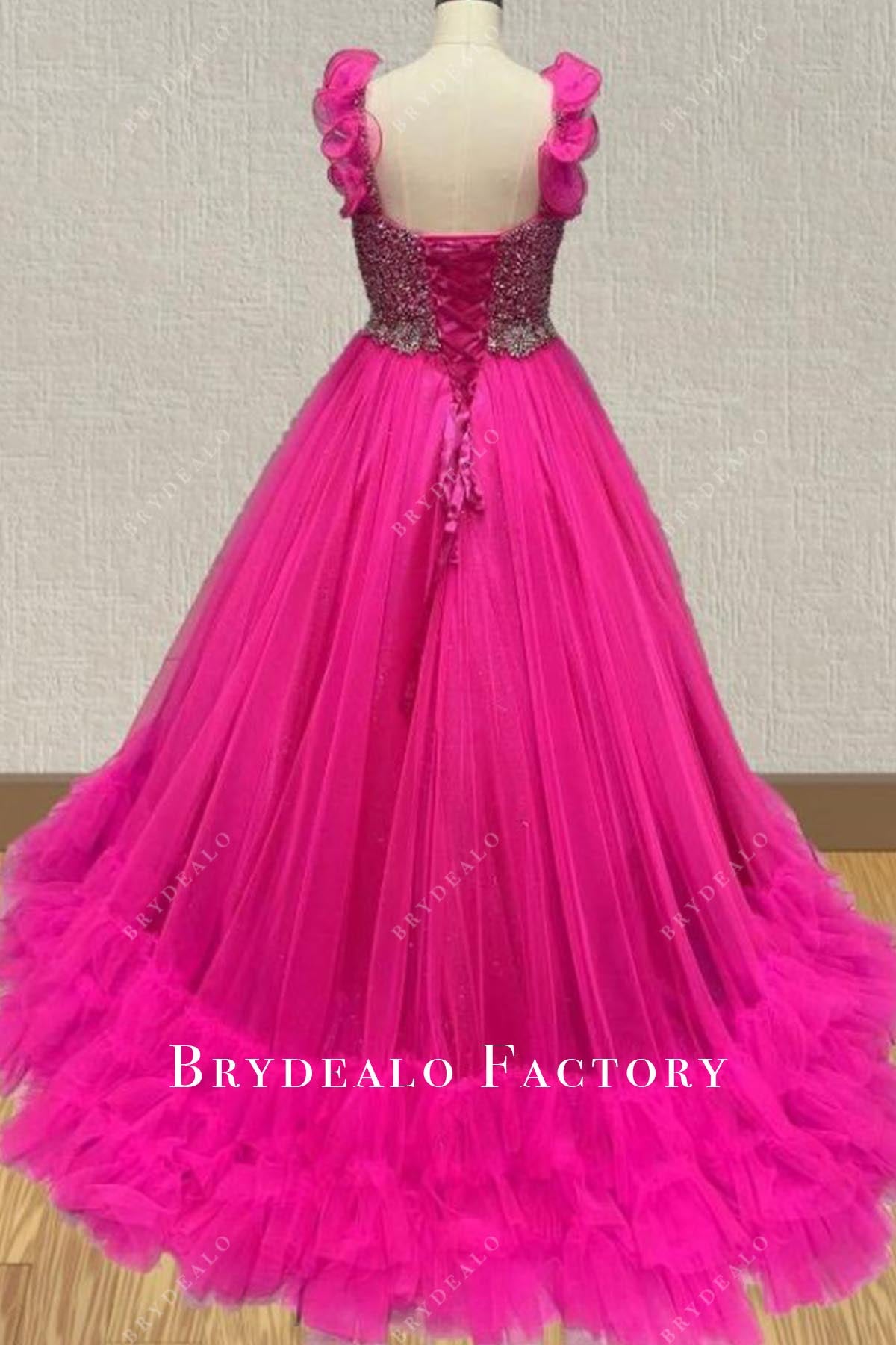 fuchsia ruffled pageant dress