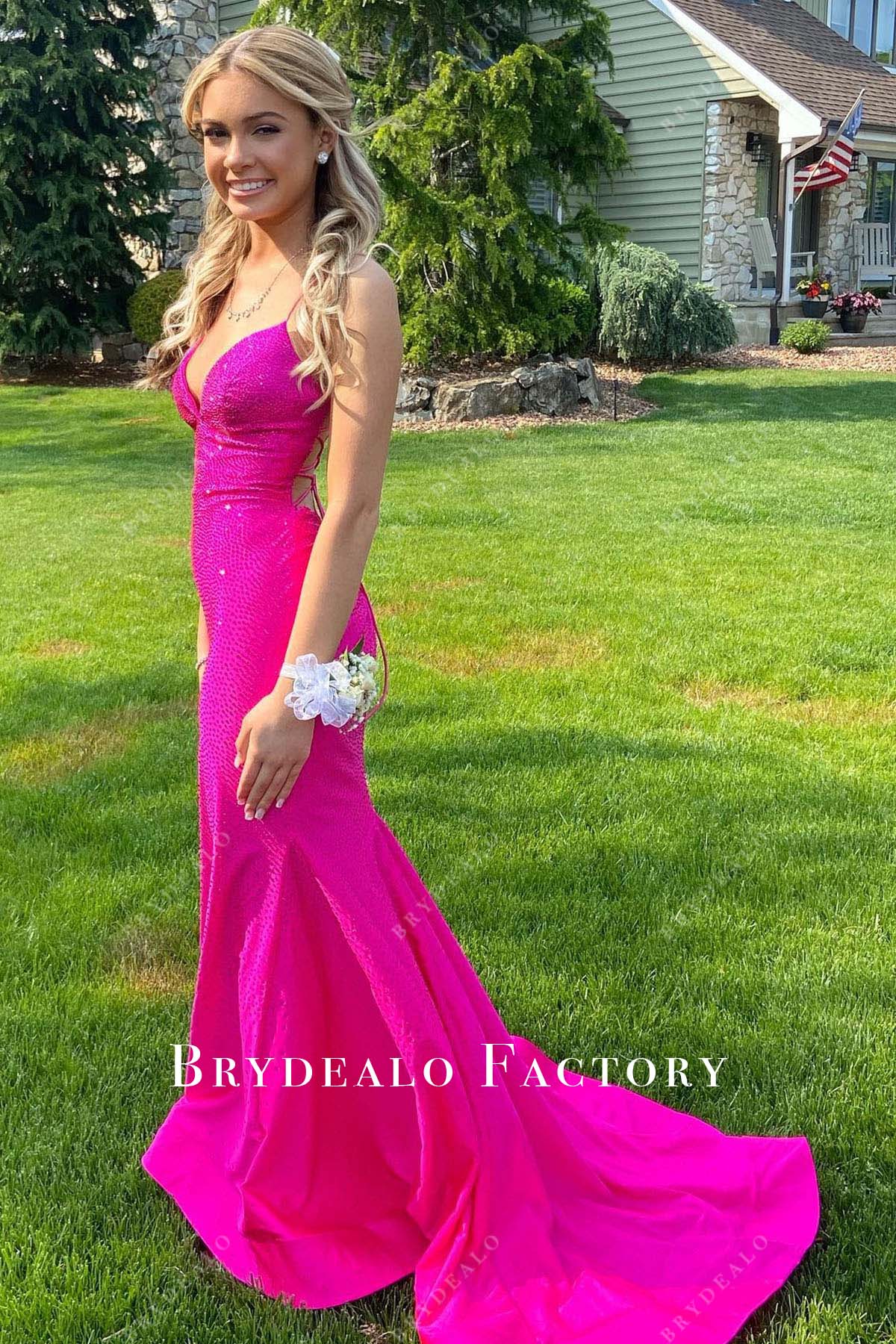 Sparkly Fuchsia Beaded Mermaid Homecoming Dress Sparkly Fuchsia Beaded Mermaid Homecoming Dress